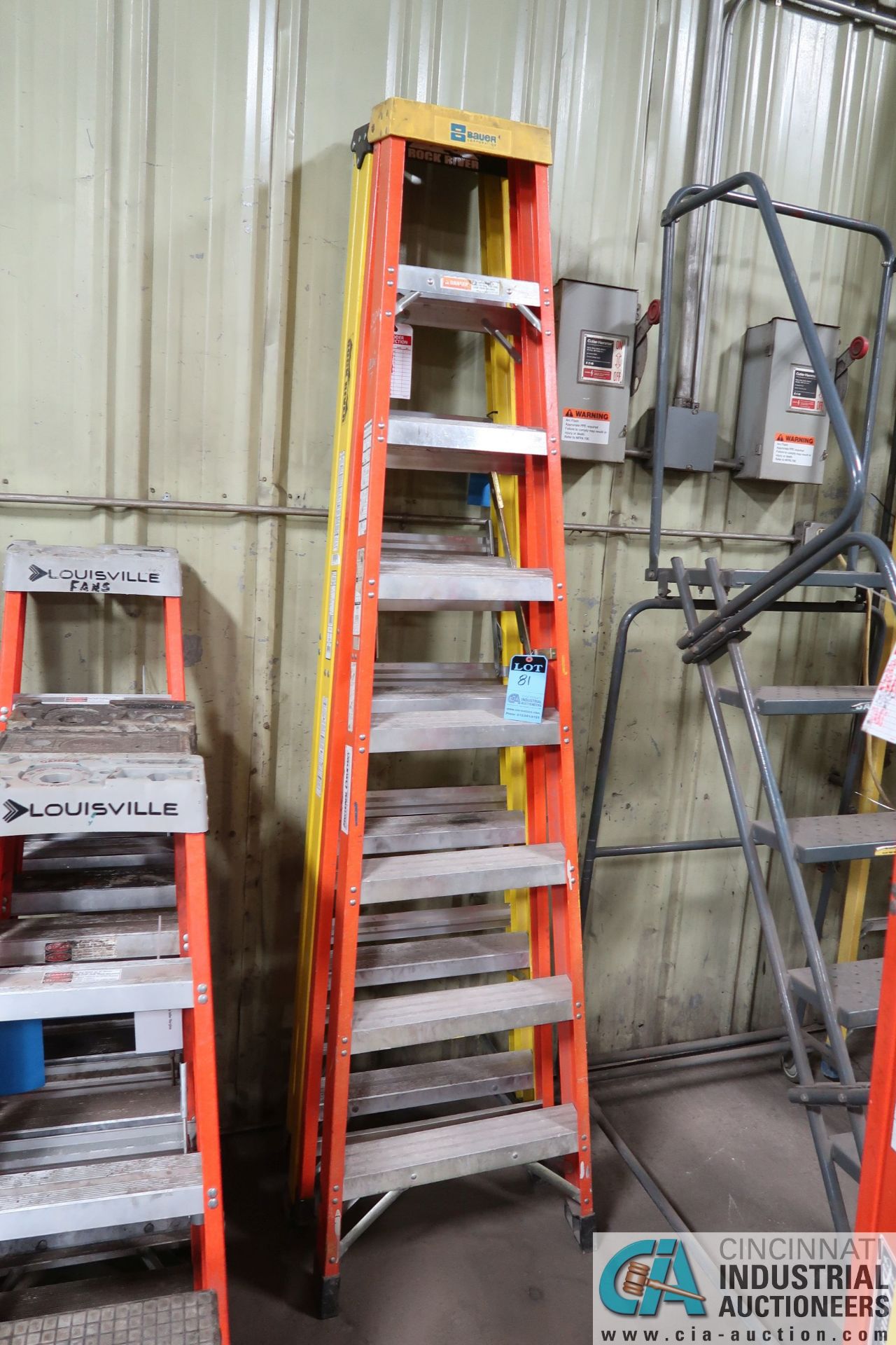 8' BAUER AND ROCK RIVER FIBERGLASS LADDERS