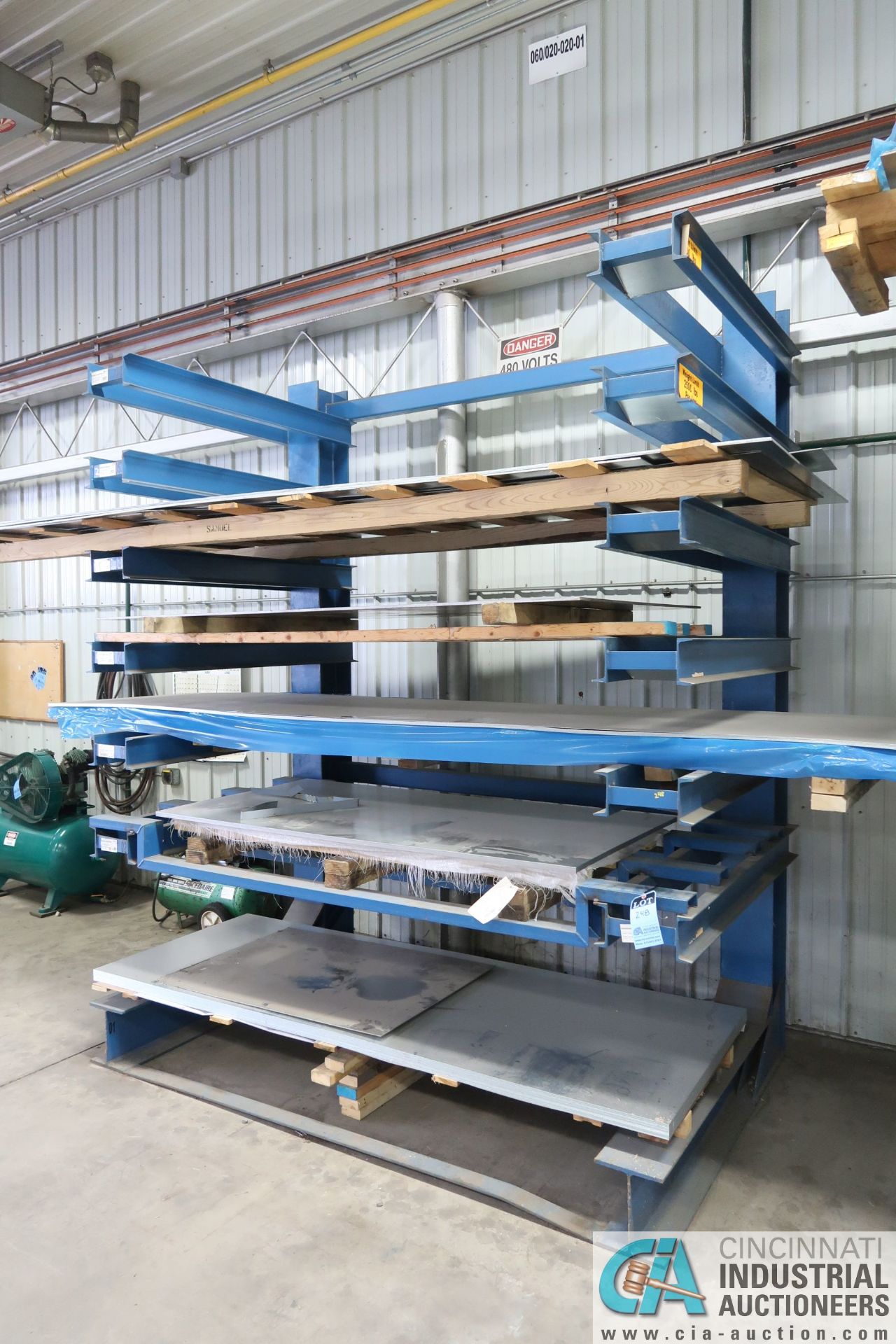 48" ARM X 100" WIDE X 10' HIGH SINGLE SIDE CANTILEVER RACK, 6 SHELVES