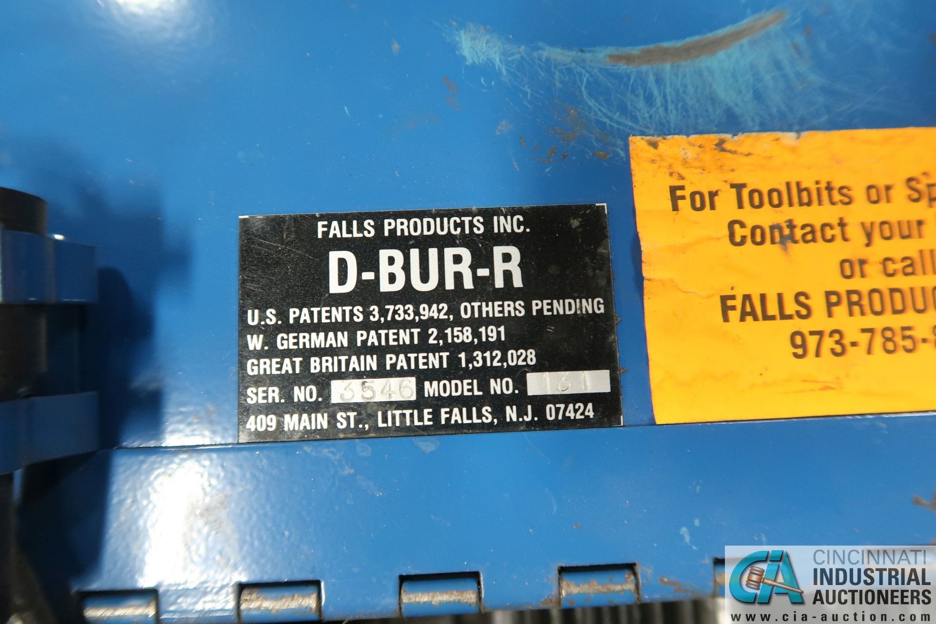 FALLS PRODUCTS MODEL 131 D-BUR-R MACHINE; S/N 3546 - Image 4 of 4