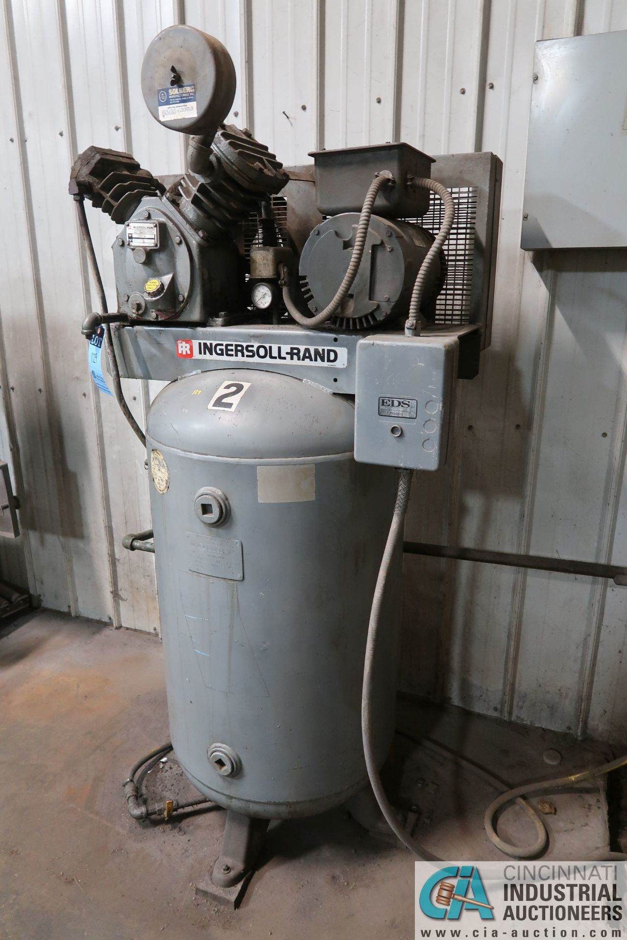 5 HP INGERSOLL MODEL 242-5N VERTICAL TANK AIR COMPRESSOR; S/N 307590570 - Image 2 of 4