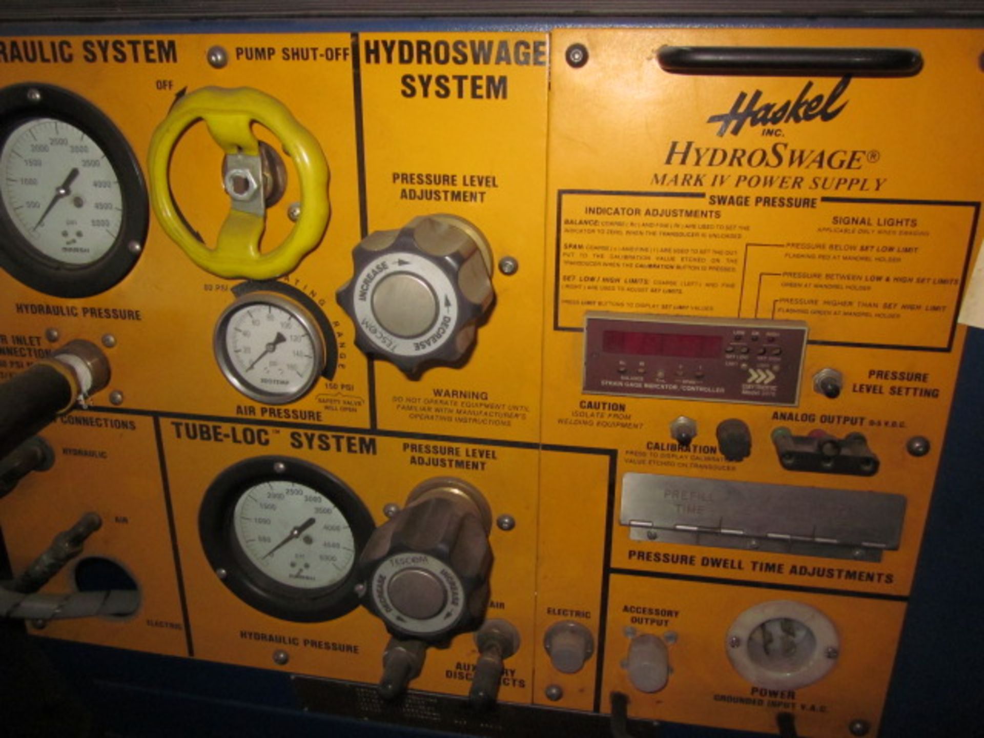 HASKEL HYDRO SWAGE SYSTEM; S/N 57697, MARK IV POWER SUPPLY 42769, DIGITAL INDICATOR STRAIN GAUGE - Image 3 of 4