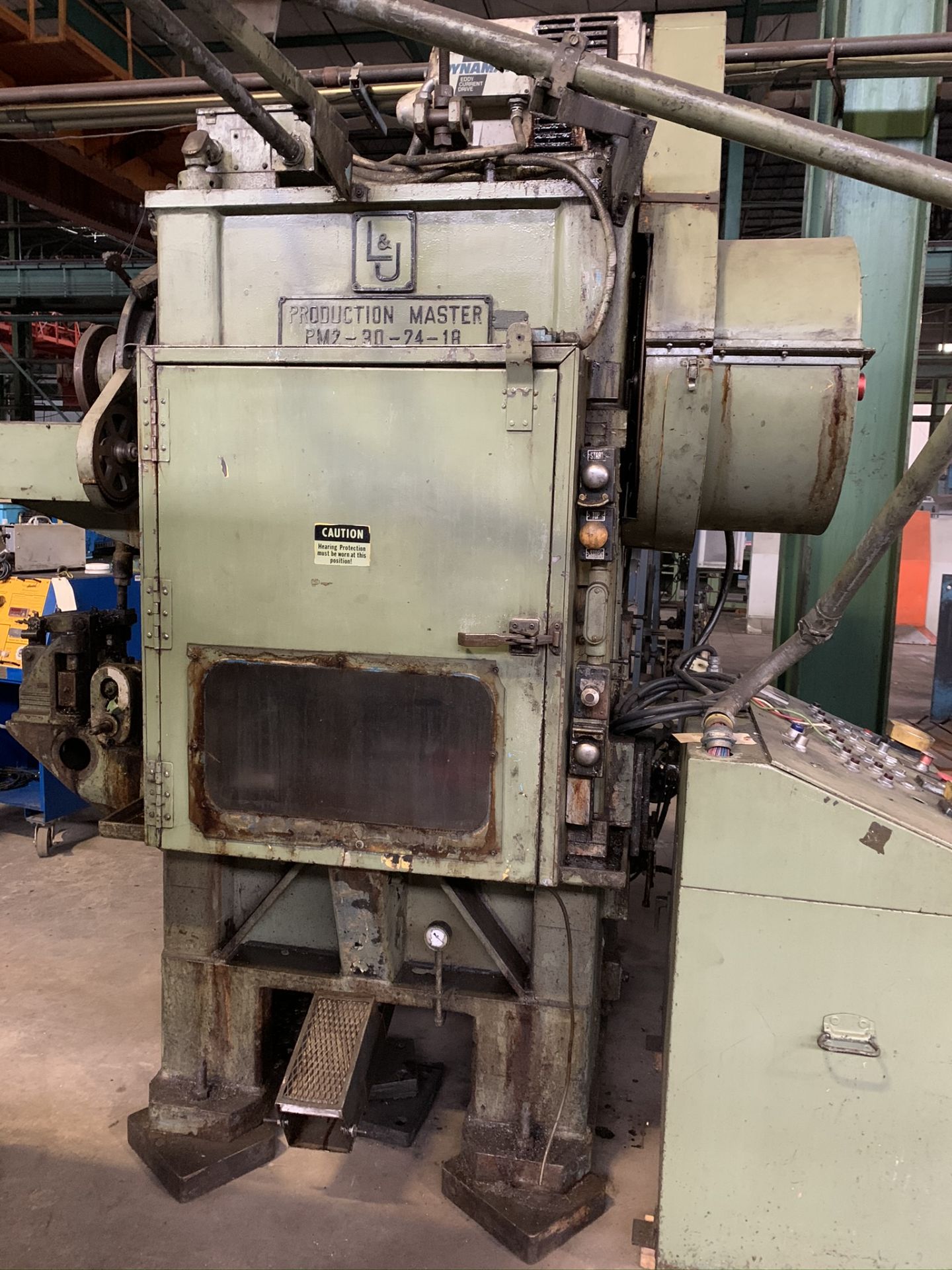 30 TON L&J MODEL PM2-30-24-18 SSDC HIGH SPEED PRESS; S/N PM2-107A, CAPACITY 30 TON, SPM 60-300 VS,