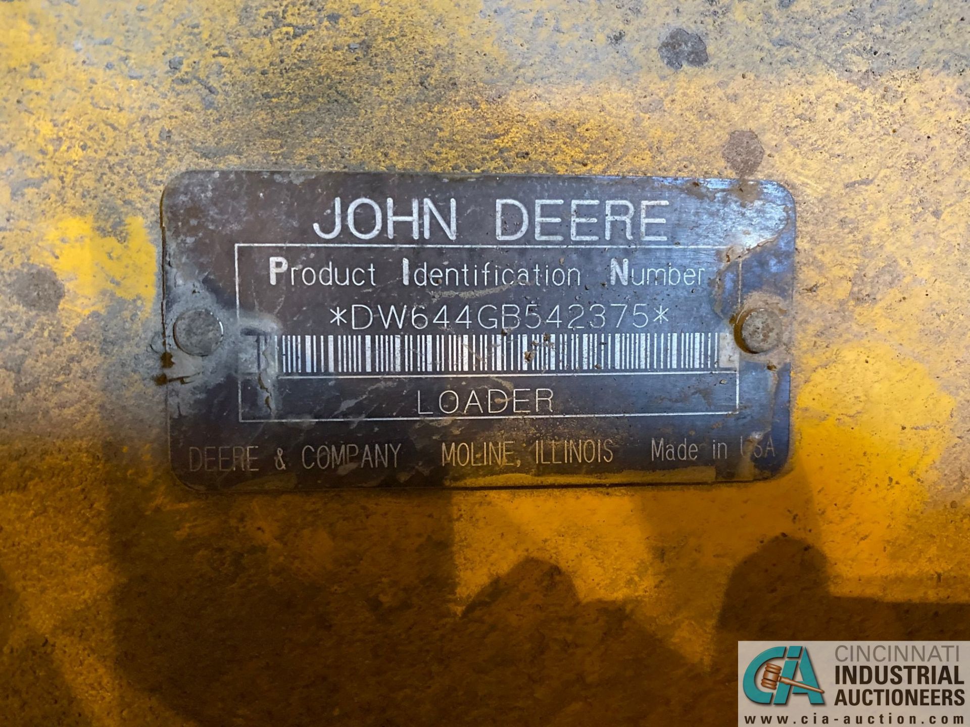 JOHN DEERE MODEL 644G LOADER; S/N DW644GB542375, 240 HOURS SHOWING, J.D. 6076ASW30 ENGINE; S/N - Image 3 of 16