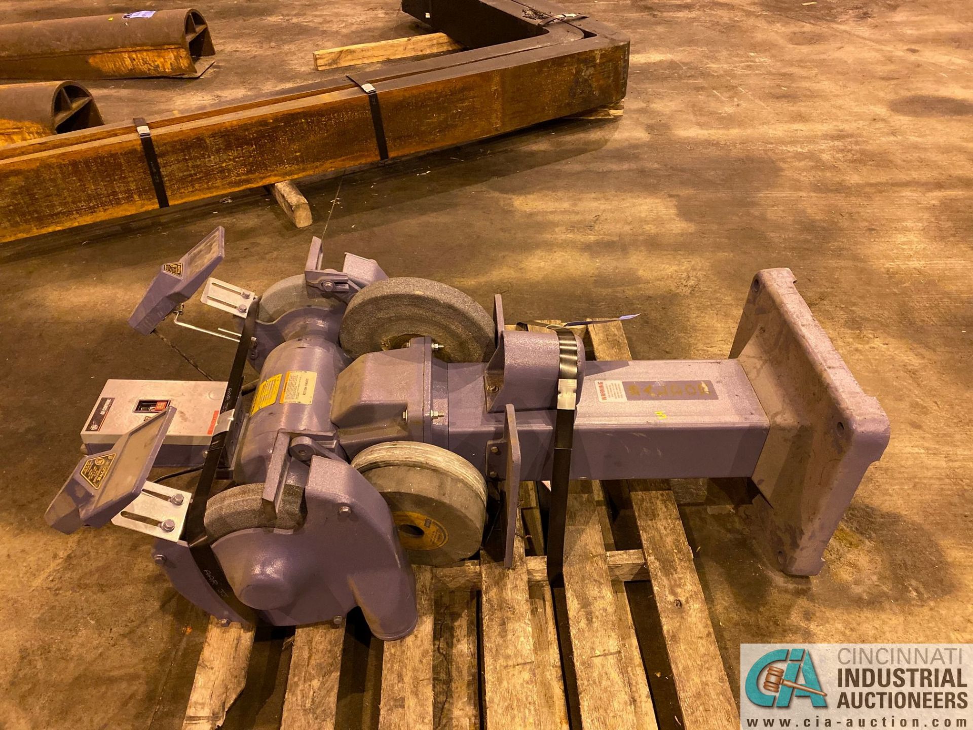 2 HP BALDOR DOUBLE END PEDESTAL GRINDER; S/N X1309M43736 (2015) WITH MISC. GRINDING WHEELS