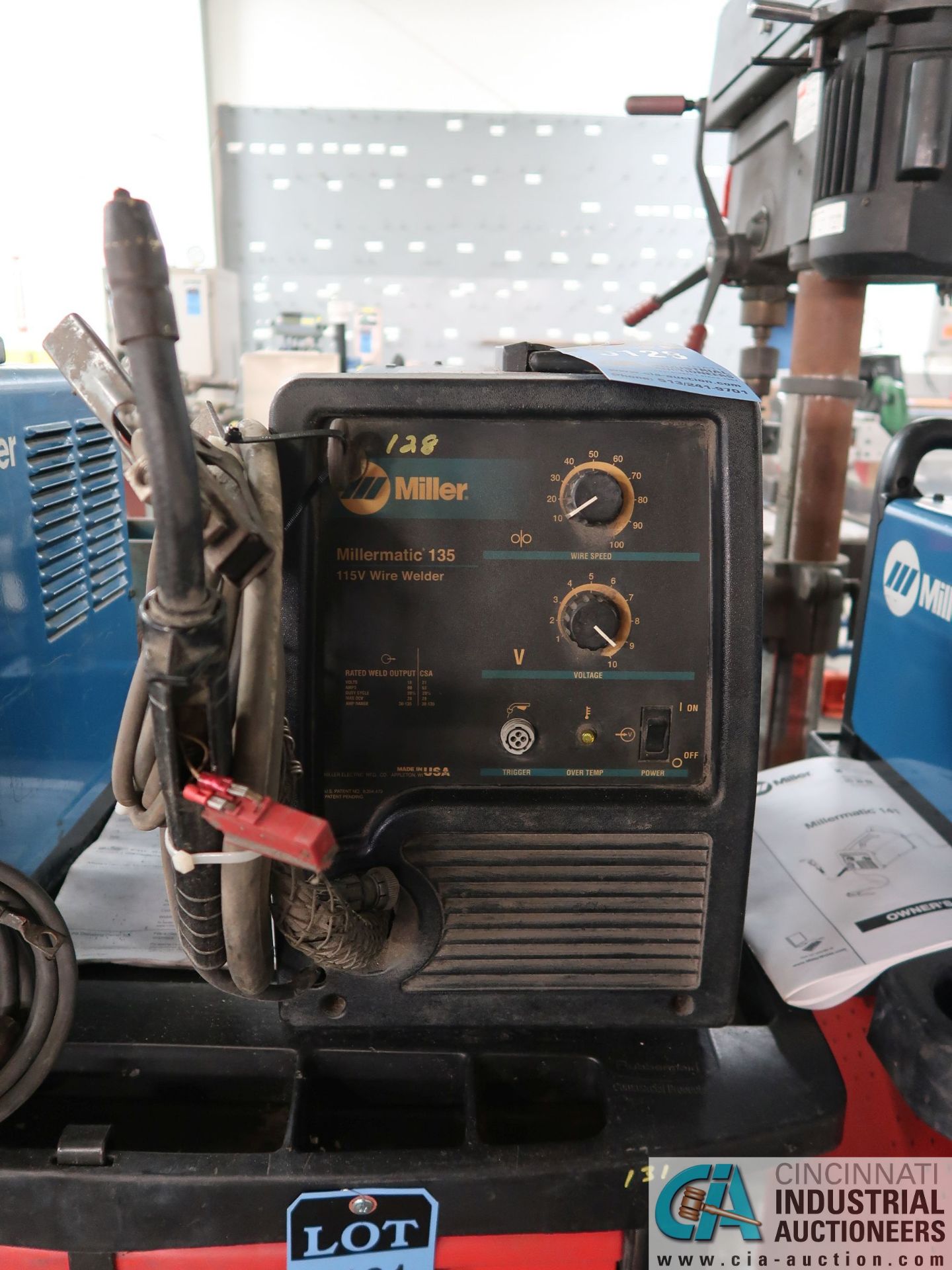 135 AMP RANGE MILLER MODEL MILLERMATIC 135 MIG WELDING POWER SOURCE; S/N LE139444 WITH BUILT-IN