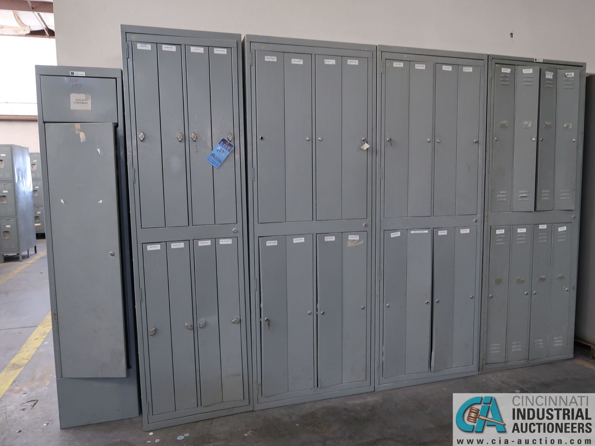 EIGHT COMPARTMENT UNIFORM LOCKERS WITH (1) SOILED UNIFORM LOCKER