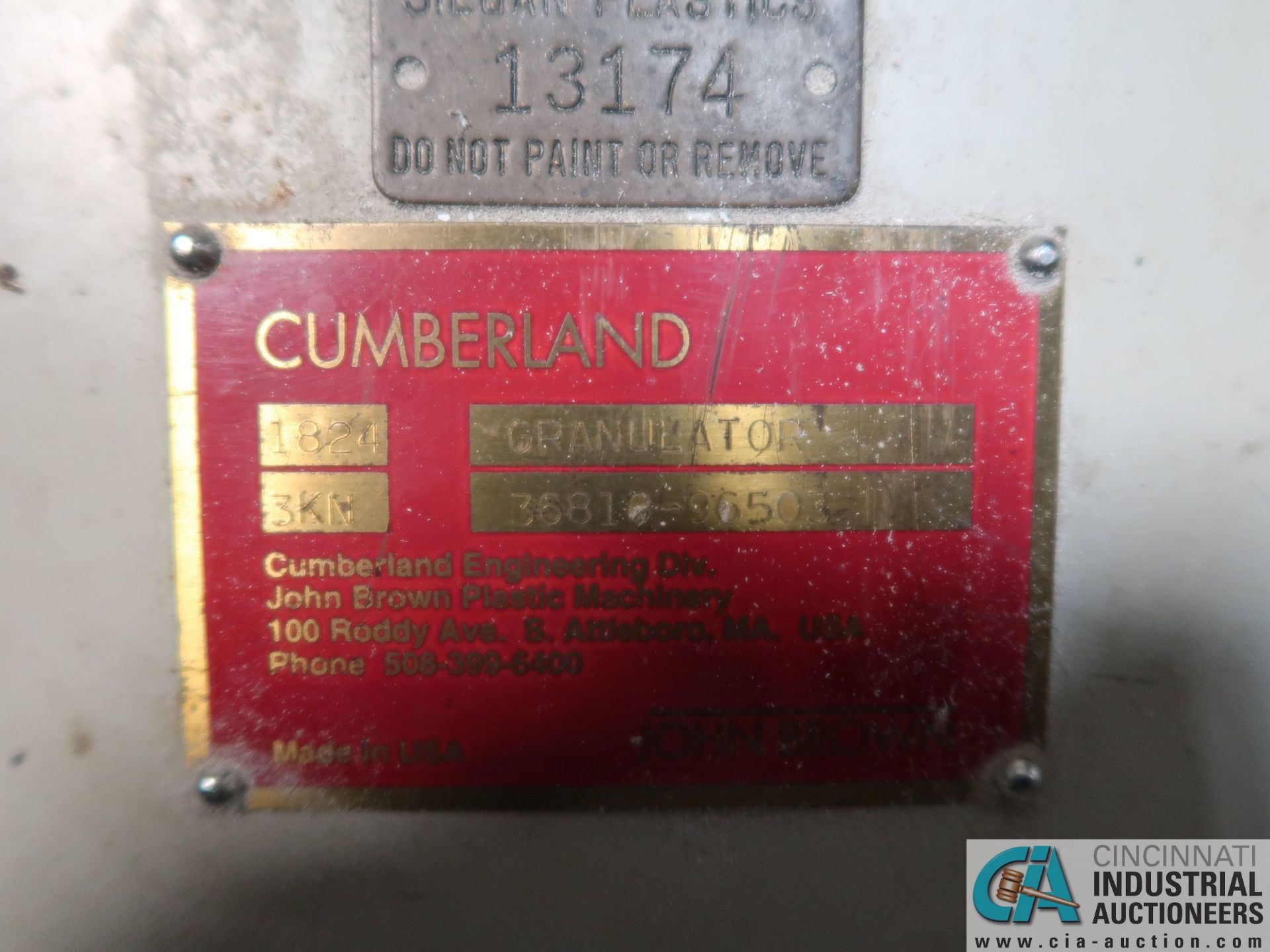 CUMBERLAND MODEL 1824 PROFILE CHUTE CENTRAL GRANULATOR; S/N 36810-96503, 100 HP APPROX. MOTOR - Image 6 of 13