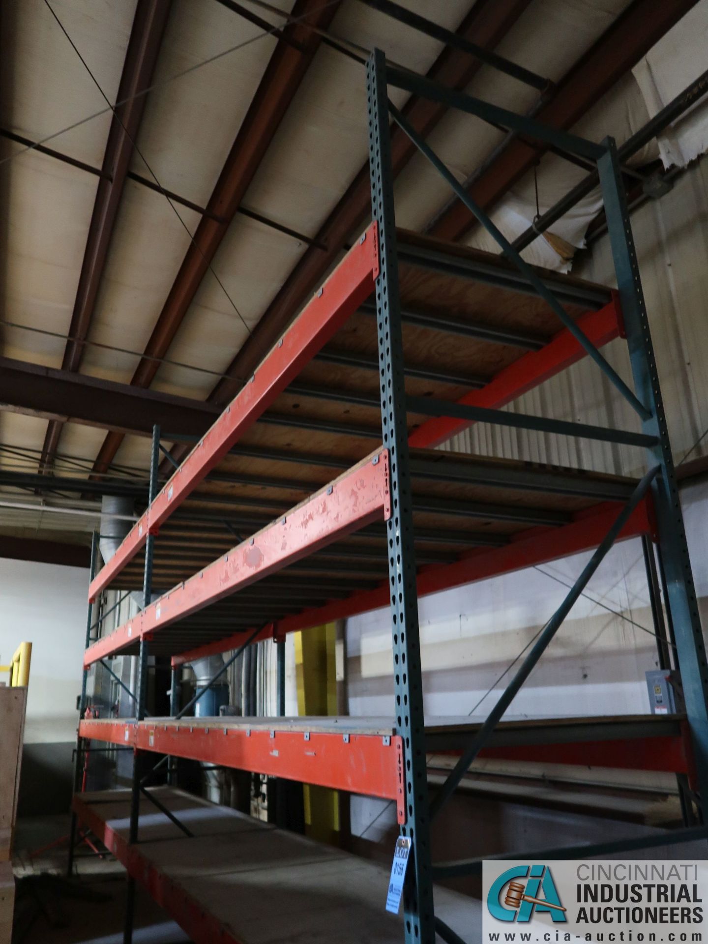 SECTIONS 42" X 149" X 12'4" HIGH ADJUSTABLE BEAM MULTI-LEVEL WOOD DECK PALLET RACK