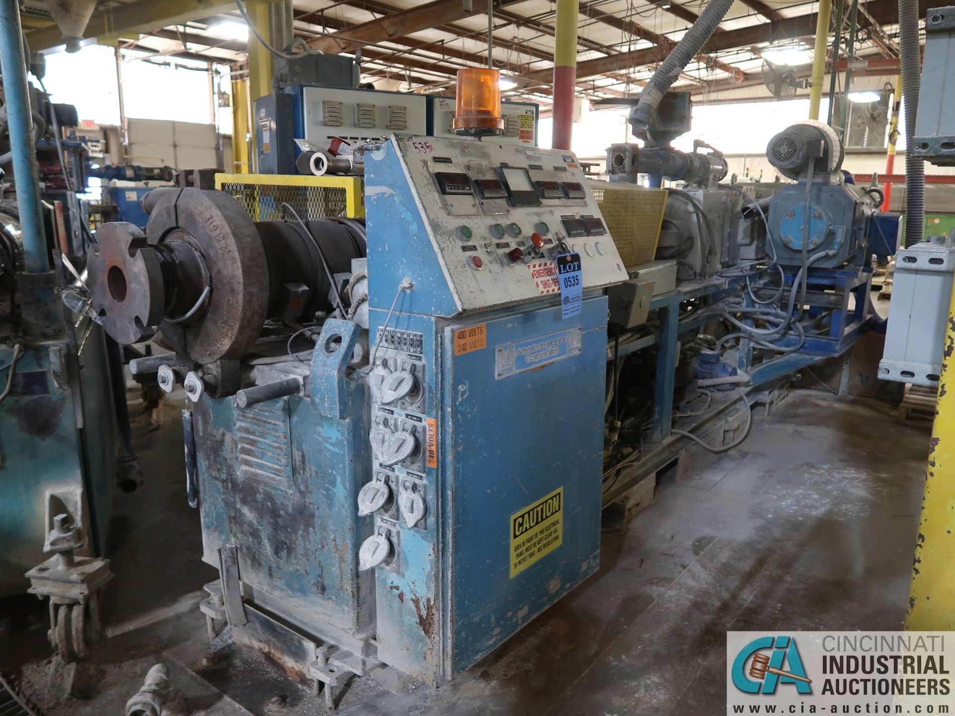 100-MM AMERICAN MAPLAN MODEL TSS100 EXTRUDER; S/N 119478 (NEW 1986), 75 HP MOTOR WITH 75 KVA