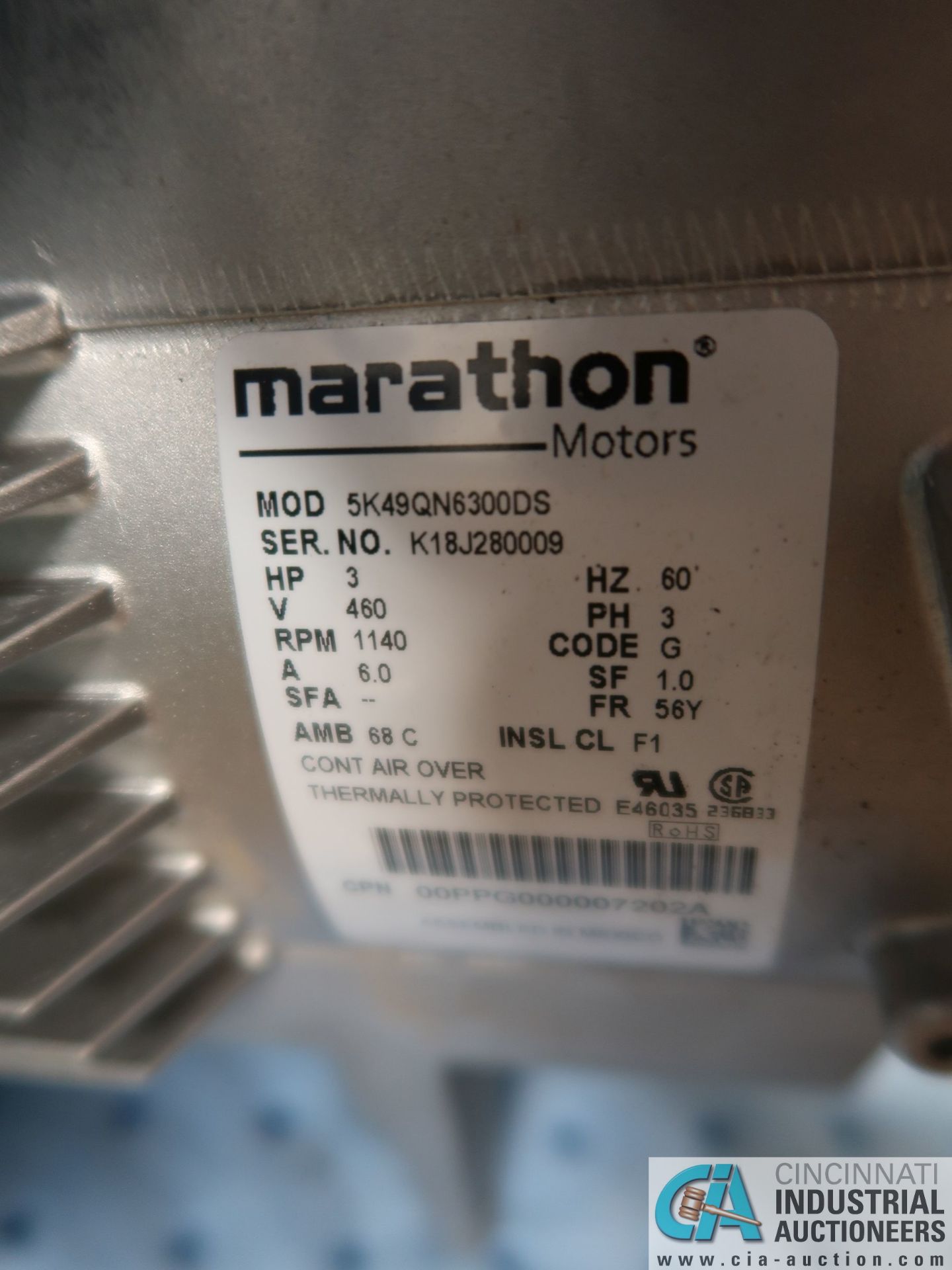 3 HP MARATHON NEW ELECTRIC MOTOR - Image 2 of 2