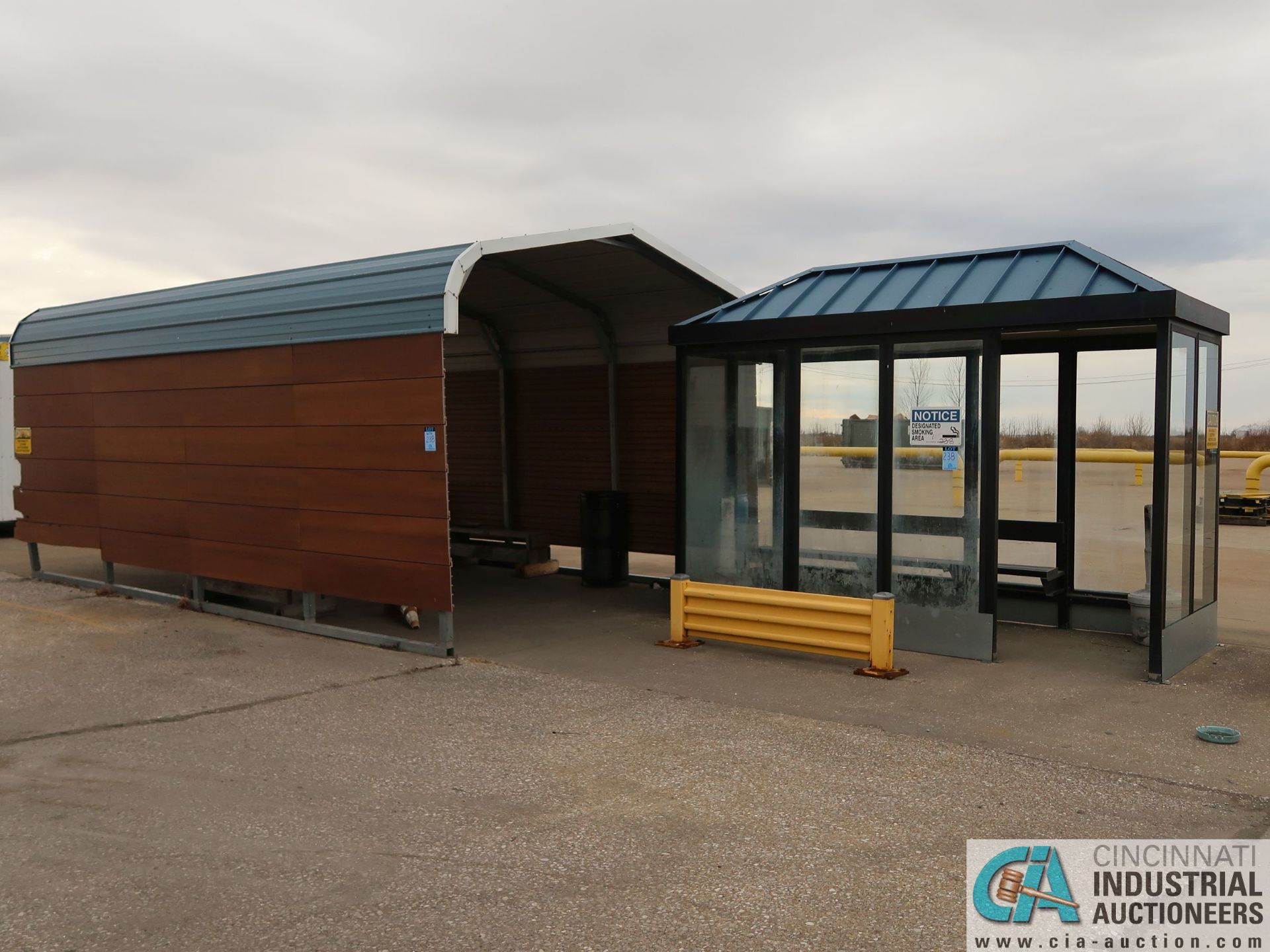 GLASS ENCLOSED SMOKE SHACK WITH 12' X 20' CARPORT