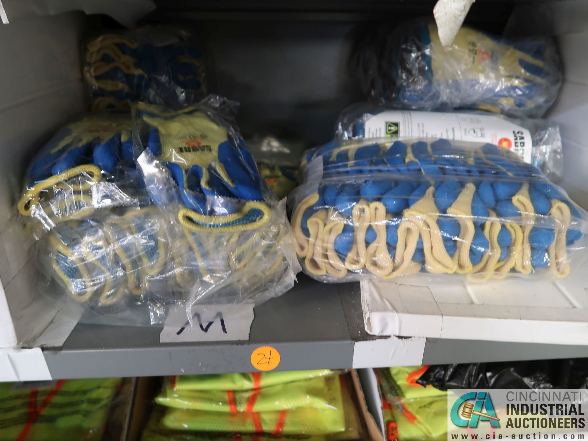 (LOT) SAFETY SUPPLIES, GLOVES, EAR PLUGS, AND HI-UIS SAFETY VESTS WITH TWO-DOOR STORAGE LOCKER - Image 5 of 7