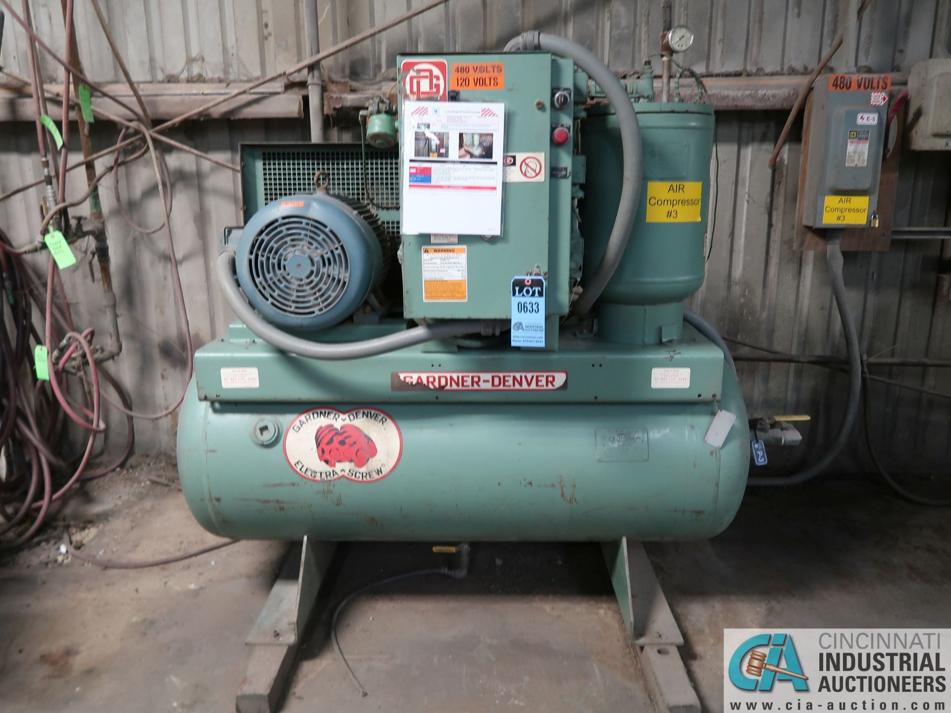 30 HP GARDNER-DENVER MODEL EBERFB HORIZONTAL TANK AIR COMPRESSOR; S/N M11452