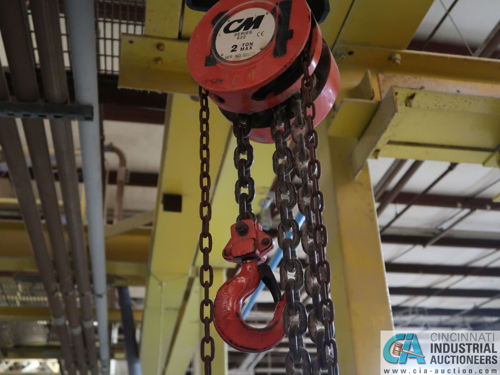 (LOT) (5) 2 TON & (1) TON MANUAL CHAIN HOISTS WITH TROLLEY ** NO YELLOW IRON ** - Image 12 of 12