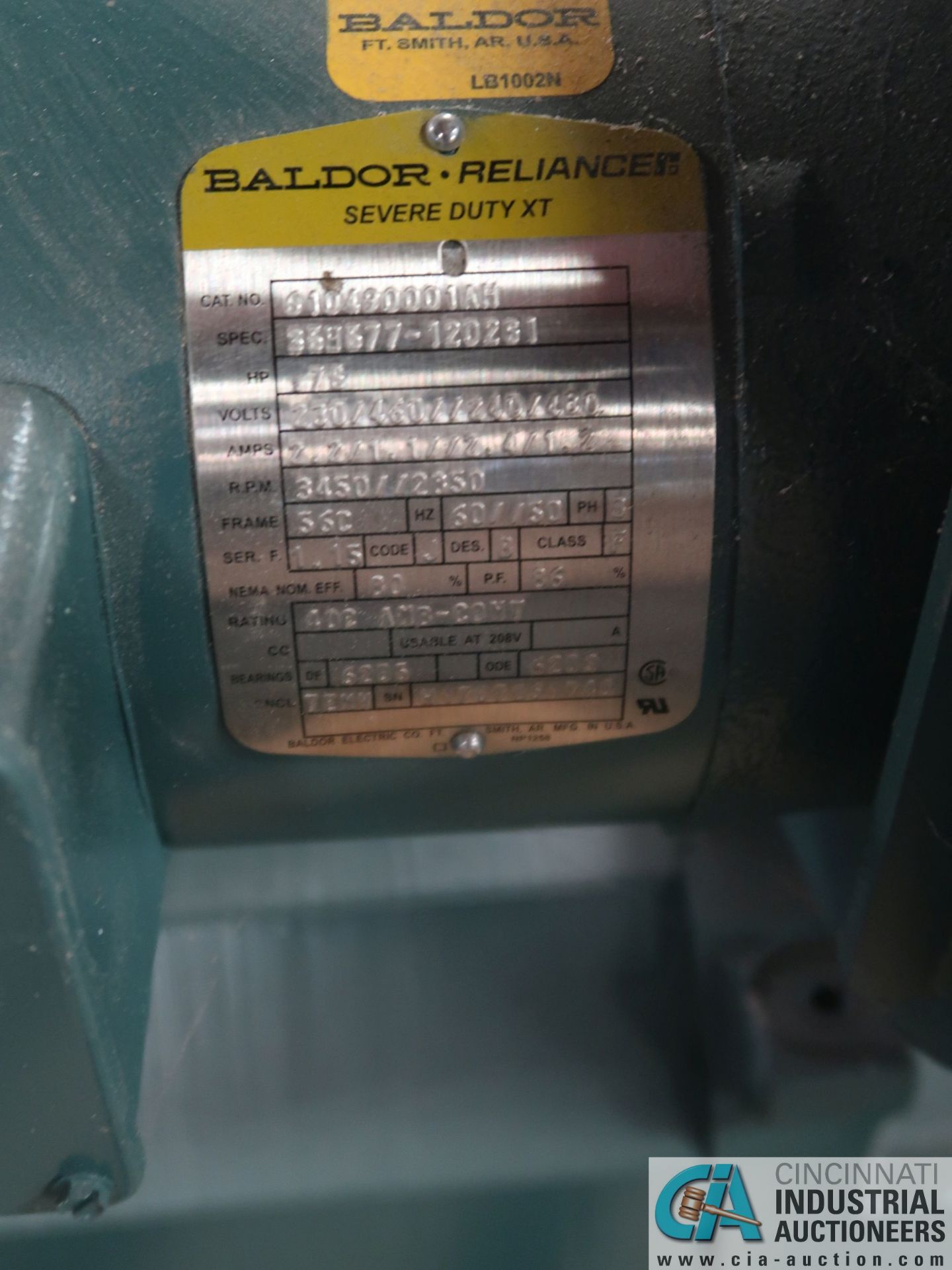 100 HP BALDOR NEW DRIVE MOTOR WITH 3/4 HP BLOWER MOTOR - Image 2 of 2