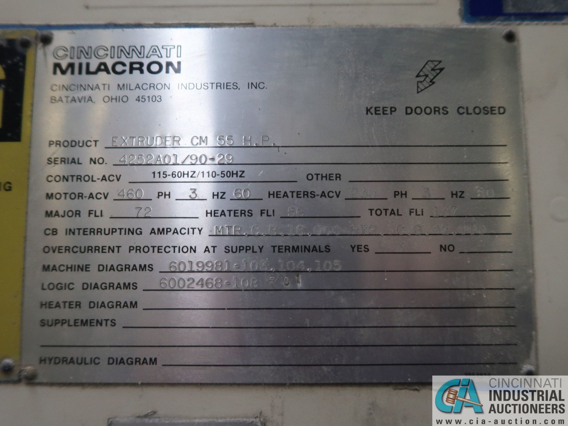 55-MM CINCINNATI MILACRON MODEL CM55 CO-EXTRUDER; S/N 4251A01/90-29 (NEW 1990), 50 HP MOTOR - Image 21 of 21