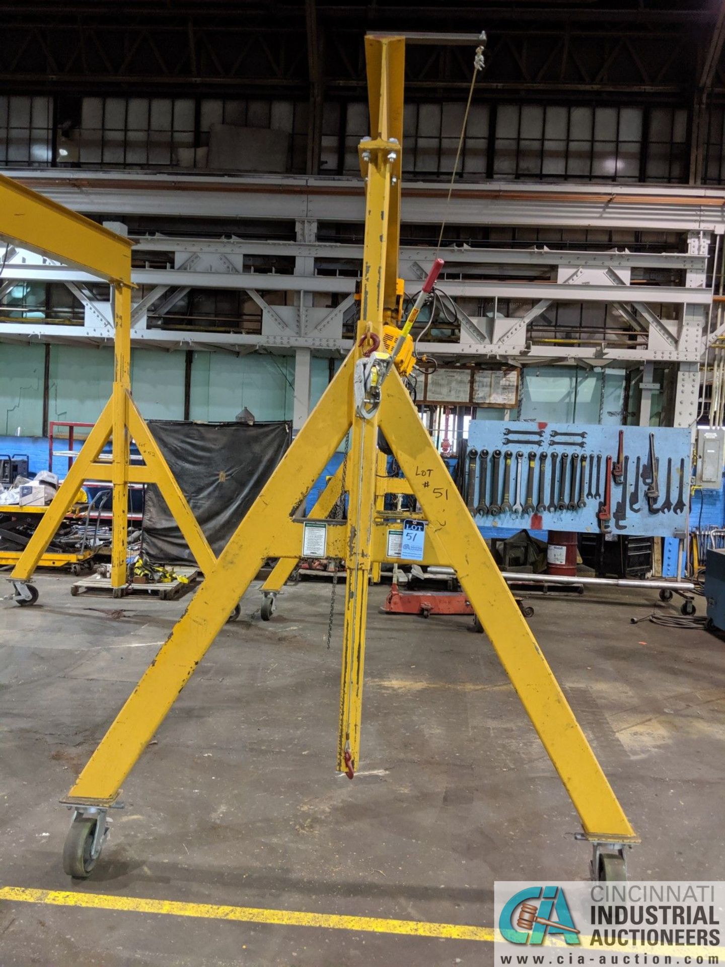 5 TON X 14' (APPROX.) SPANCO PORTABLE GANTRY, 165" BETWEEN POSTS, 154" UNDER RAIL, 118" UNDERHOOK, - Image 7 of 8