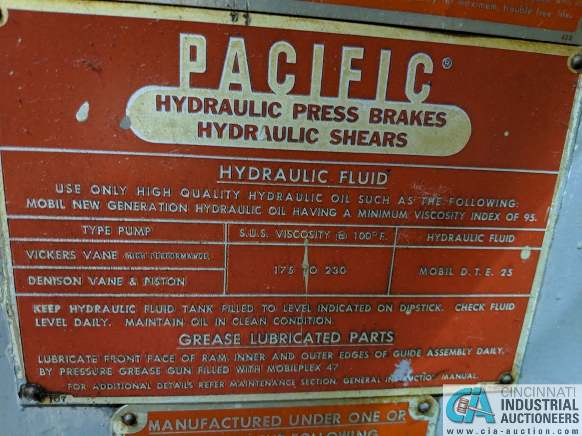 55 TON X 6' PACIFIC MODEL J55-6 HYDRAULIC PRESS BRAKE; S/N 5235, 55" BETWEEN COLUMBS, WITH HURCO - Image 6 of 16