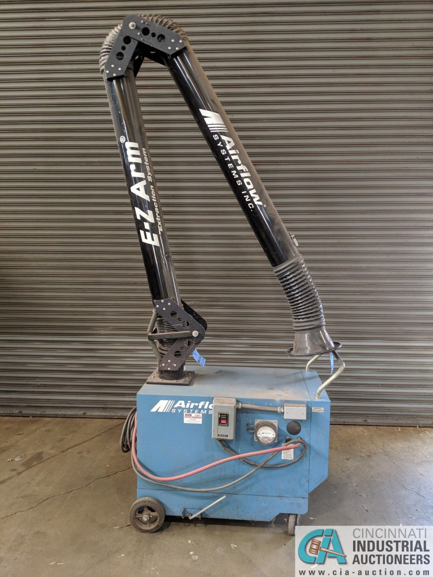 1.5 HP AIRFLOW SYSTEMS PORTABLE DUST COLLECTOR WITH "E-Z ARM" ARTICULATING EXTRACTION ARM; M/N