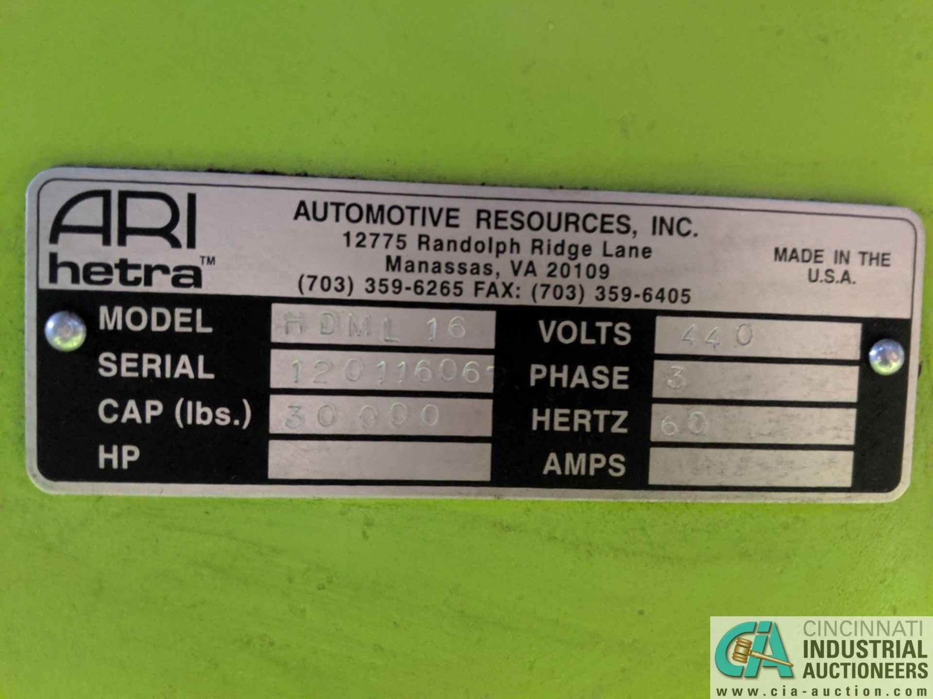 120,000 LB AUTOMOTIVE RESOURCES "ARI-HETRA" MODEL HMDL16, 4-POST MOBILE LIFTING SYSTEM; S/N'S - Image 5 of 20