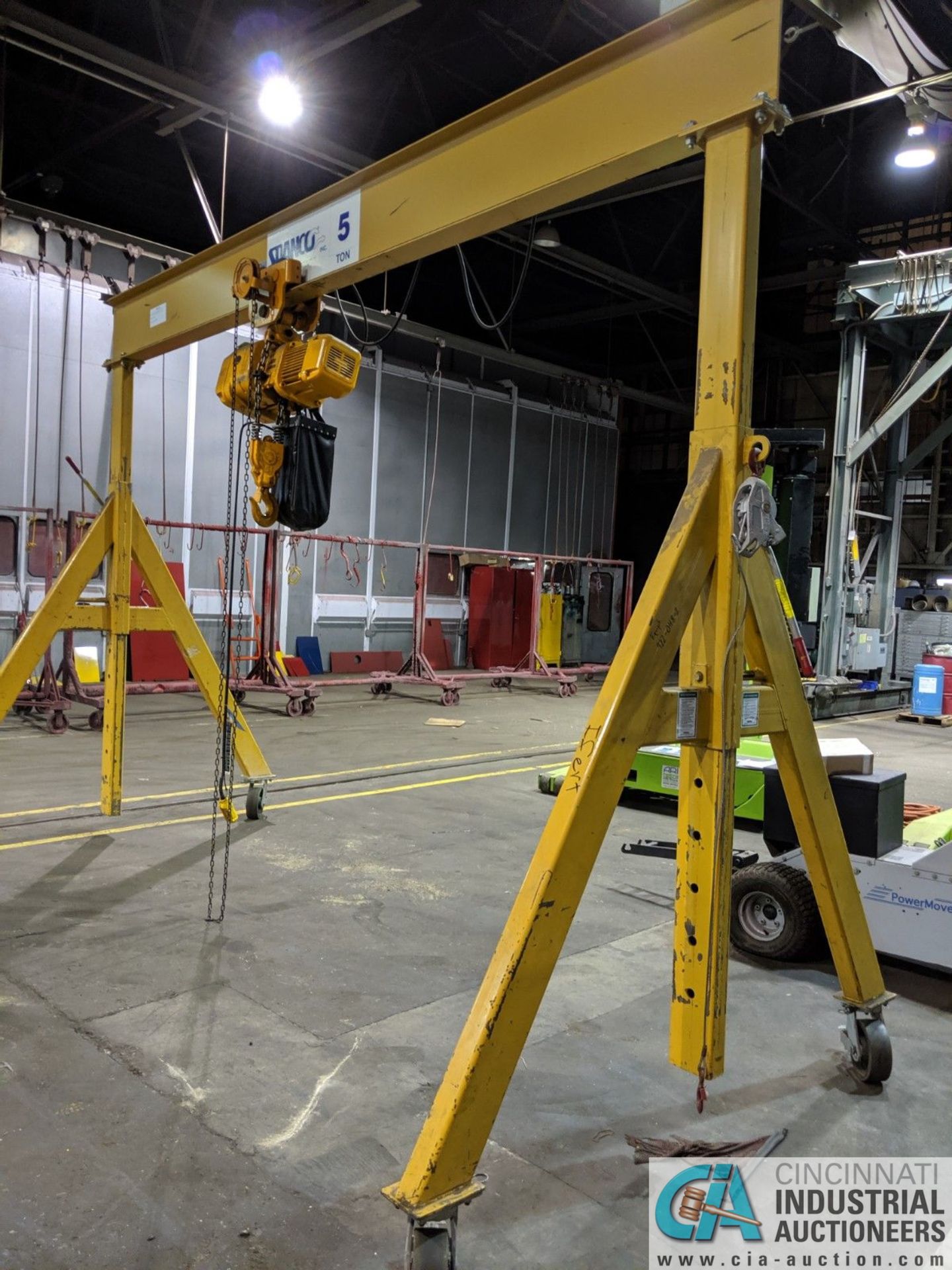 5 TON X 14' (APPROX.) SPANCO PORTABLE GANTRY, 165" BETWEEN POSTS, 154" UNDER RAIL, 118" UNDERHOOK, - Image 2 of 8