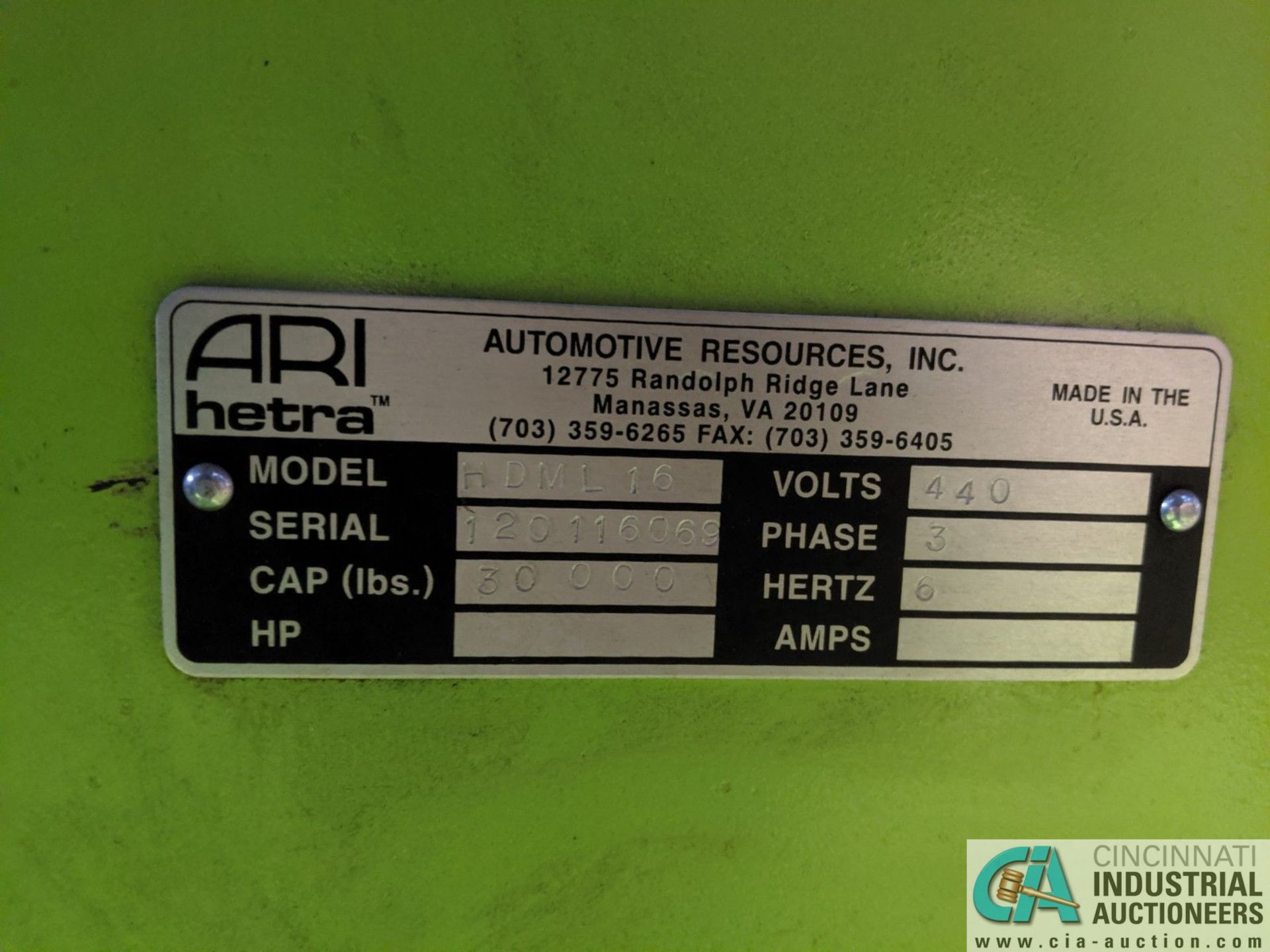 120,000 LB AUTOMOTIVE RESOURCES "ARI-HETRA" MODEL HMDL16, 4-POST MOBILE LIFTING SYSTEM; S/N'S - Image 11 of 20