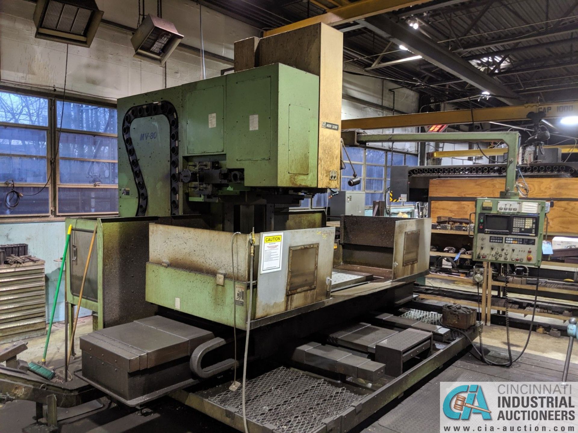 MORI-SEIKI MV-80 CNC VERTICAL MACHINING CENTER; S/N 374, 32" X 75" TABLE, 40-STATION ATC, FANUC