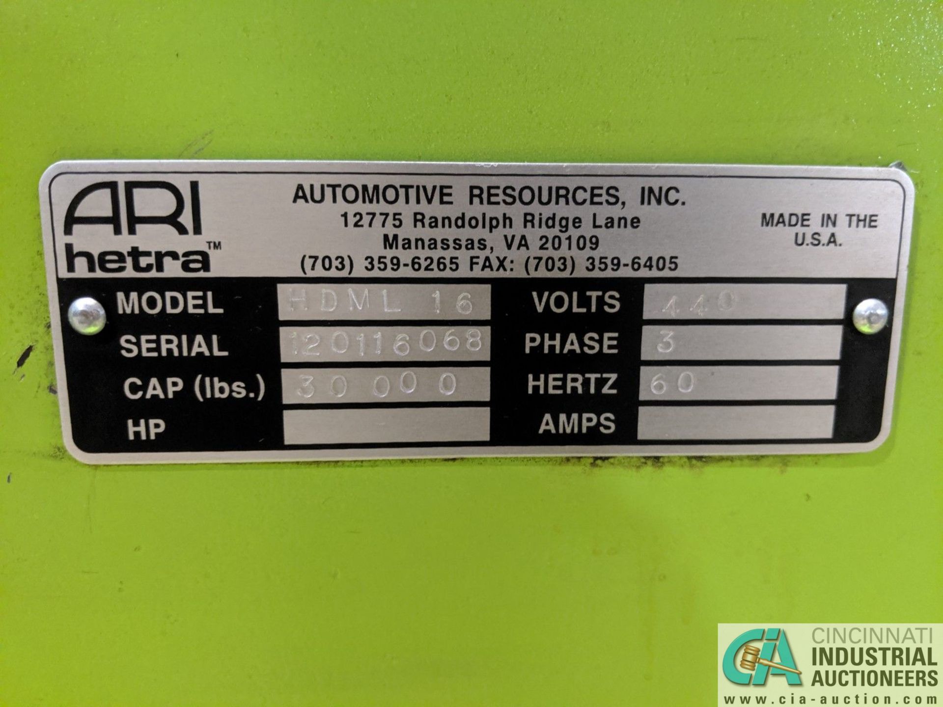 120,000 LB AUTOMOTIVE RESOURCES "ARI-HETRA" MODEL HMDL16, 4-POST MOBILE LIFTING SYSTEM; S/N'S - Image 9 of 20