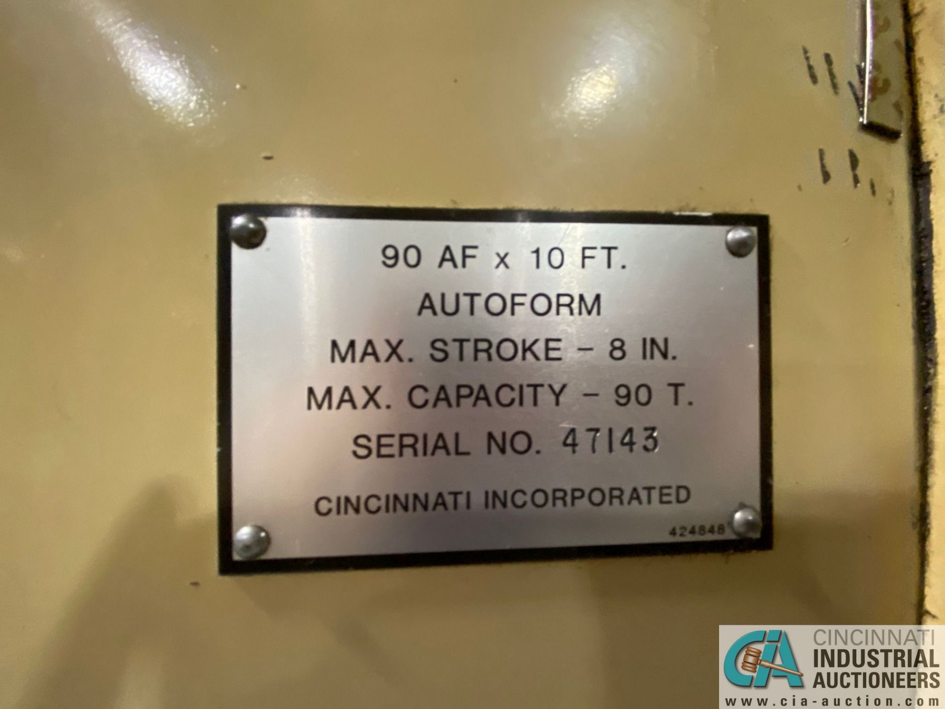 90 TON X 12' CINCINNATI AUTOFORM MODEL 90AF CNC PRESS BRAKE W/ CROWNING; S/N 47143, AUTOFORM - Image 4 of 11