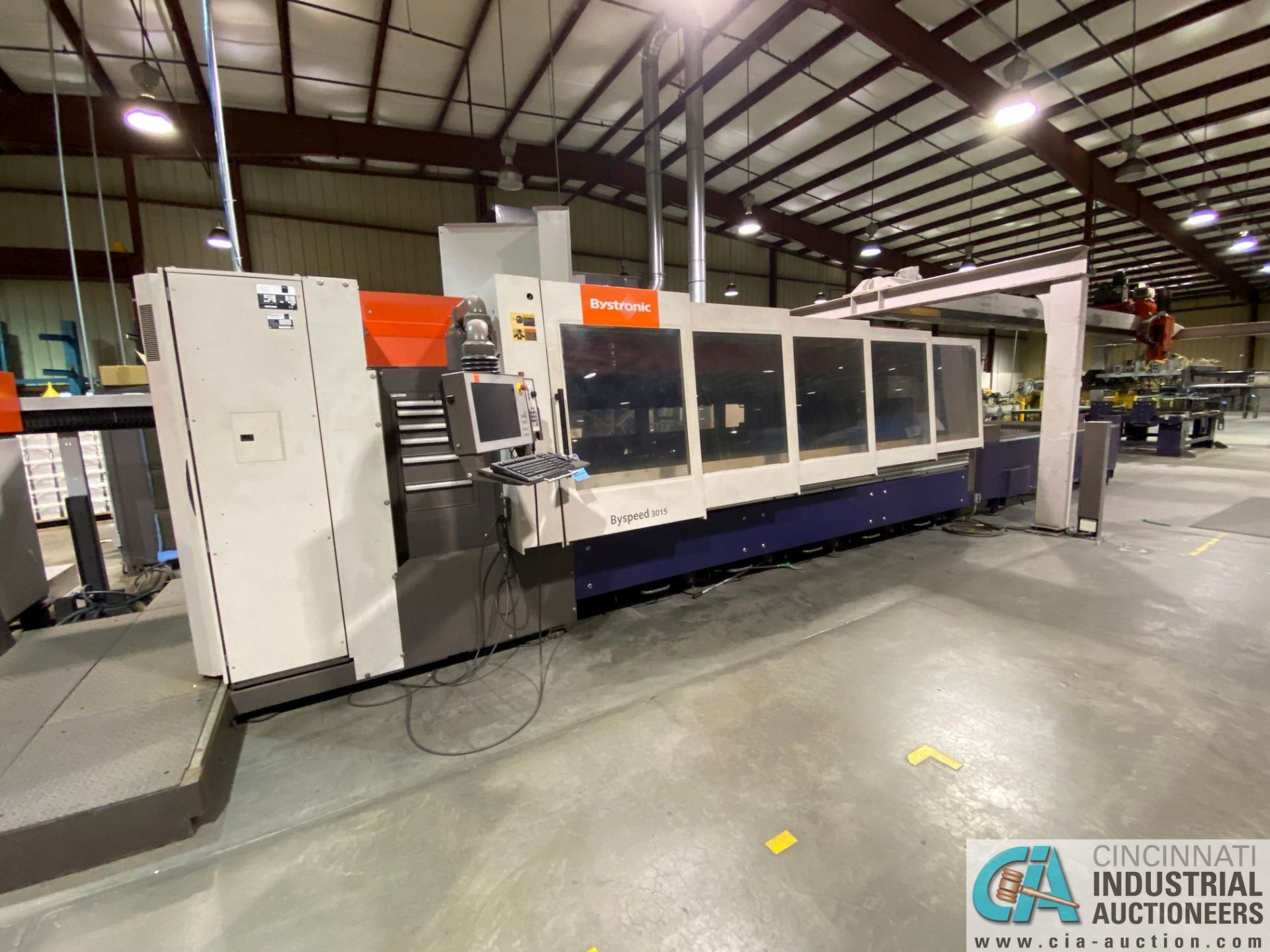 4,400-WATT BYSTRONIC BYSPEED 3015 SHUTTLE TABLE CNC LASER W/ LOADER; S/N 612, RESONATOR AND TURBO