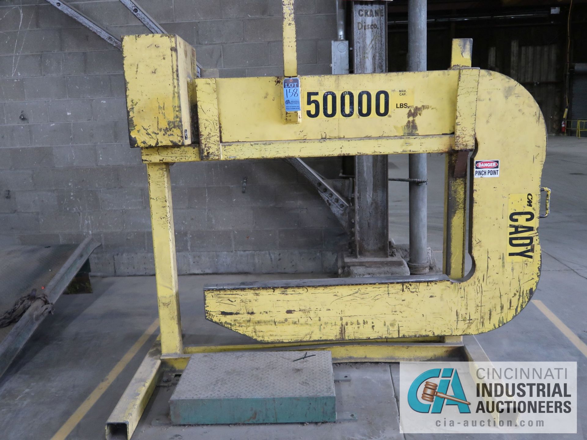25 TON CADY LIFTERS MODEL C5072 C-FRAME COIL HOOK; S/N 13678LCP, 57" THROAT