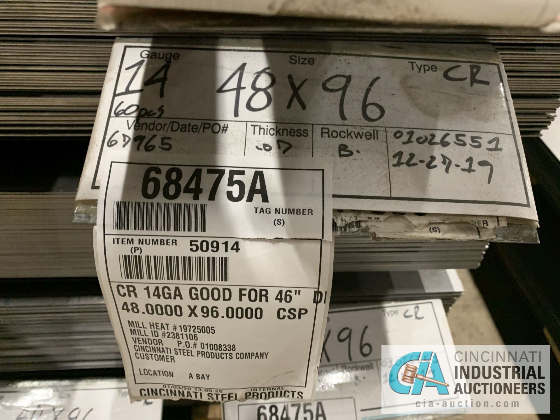 (LOT) APPROX. 32,500 LBS. UNCOATED SHEET STEEL, 1-STACK, 8-BUNDLES, SEE INVENTORY FOR LISTING. - Image 5 of 9