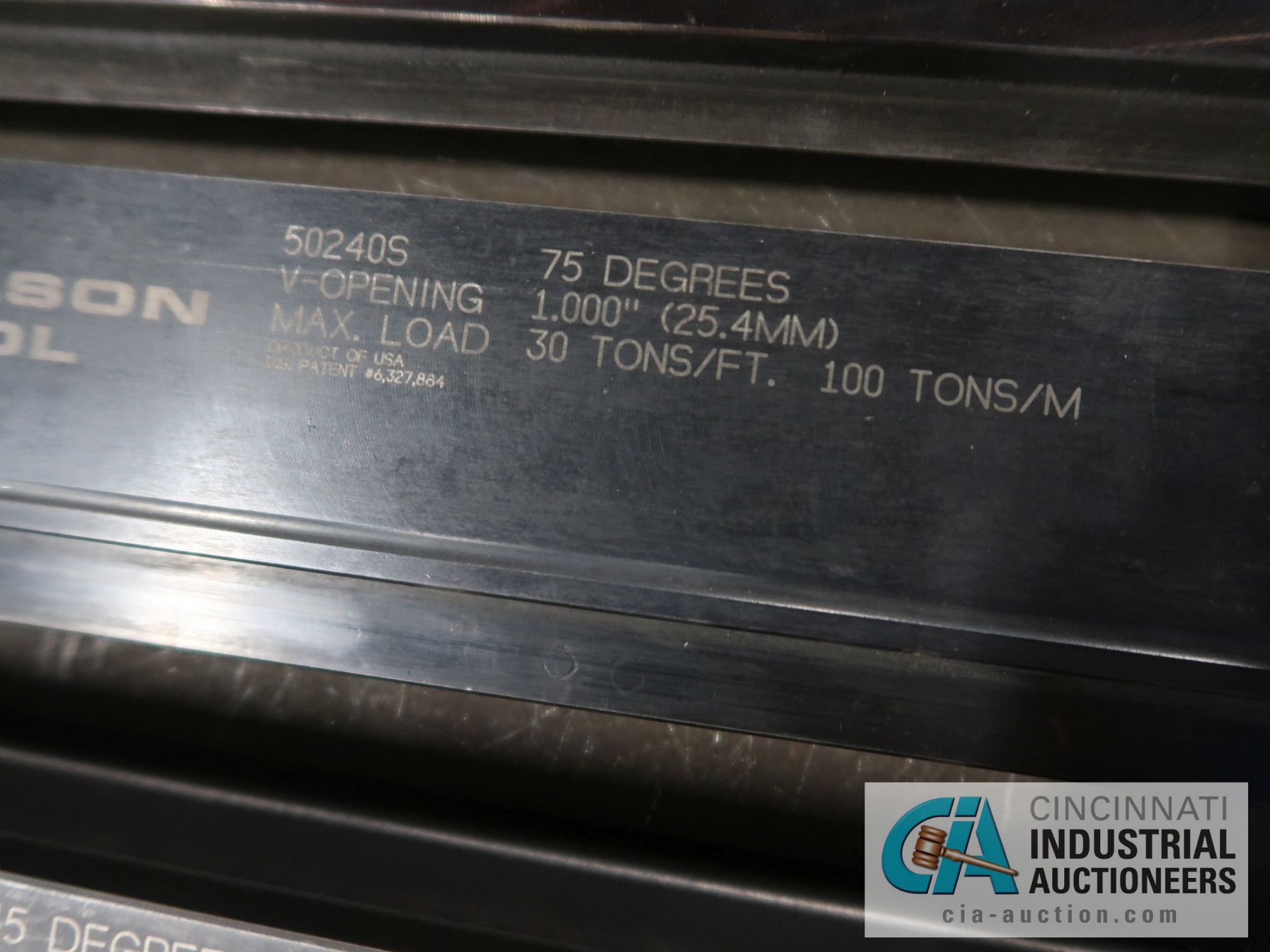 18" WILSON 75 DEGREE BOTTOM DIE; 1.00" V-OPENING, 30 TON/FT MAX LOAD, 50240S - Image 3 of 3