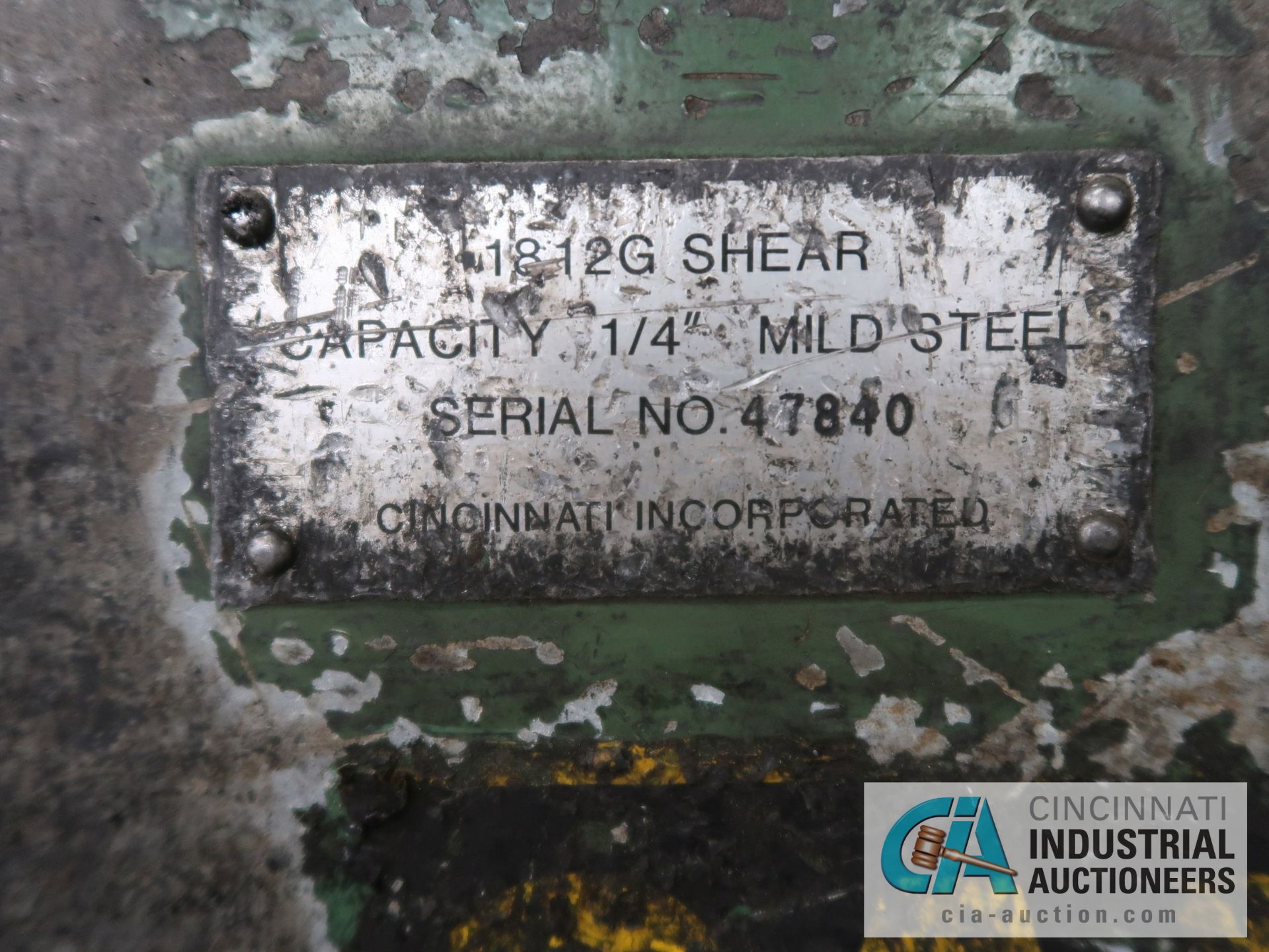 1/4" X 12' CINCINNATI MODEL 1812G MECHANICAL POWER SQUARING SHEAR; S/N 47840, PB BACK GAGE - Image 10 of 10