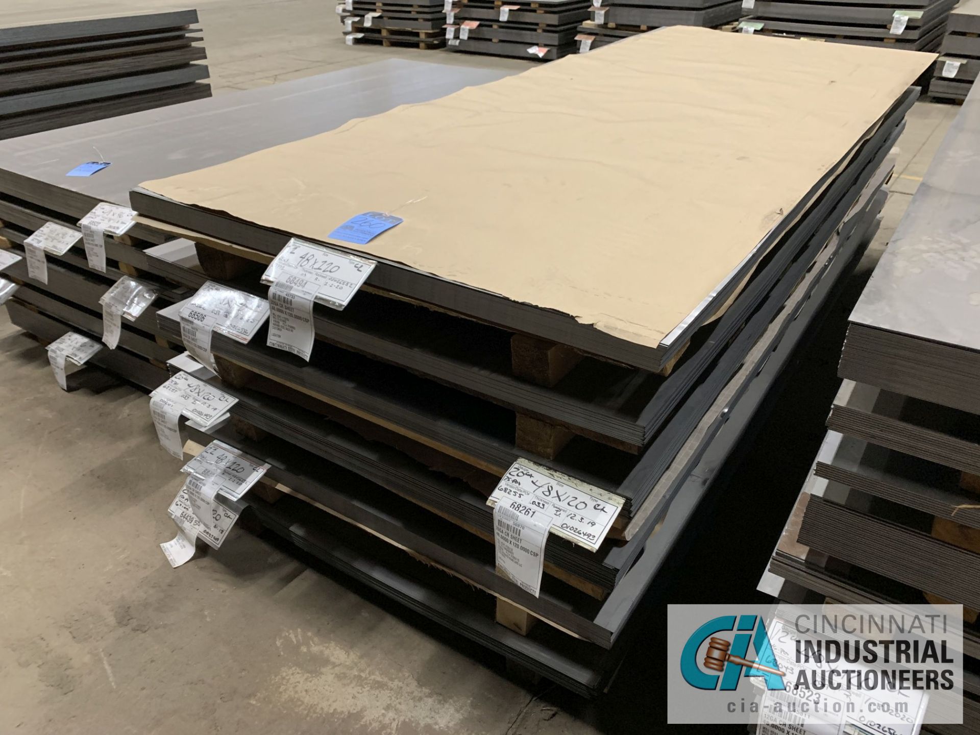 (LOT) APPROX. 20,110 LBS. UNCOATED SHEET STEEL, 1-STACK, 6-BUNDLES, SEE INVENTORY FOR LISTING.