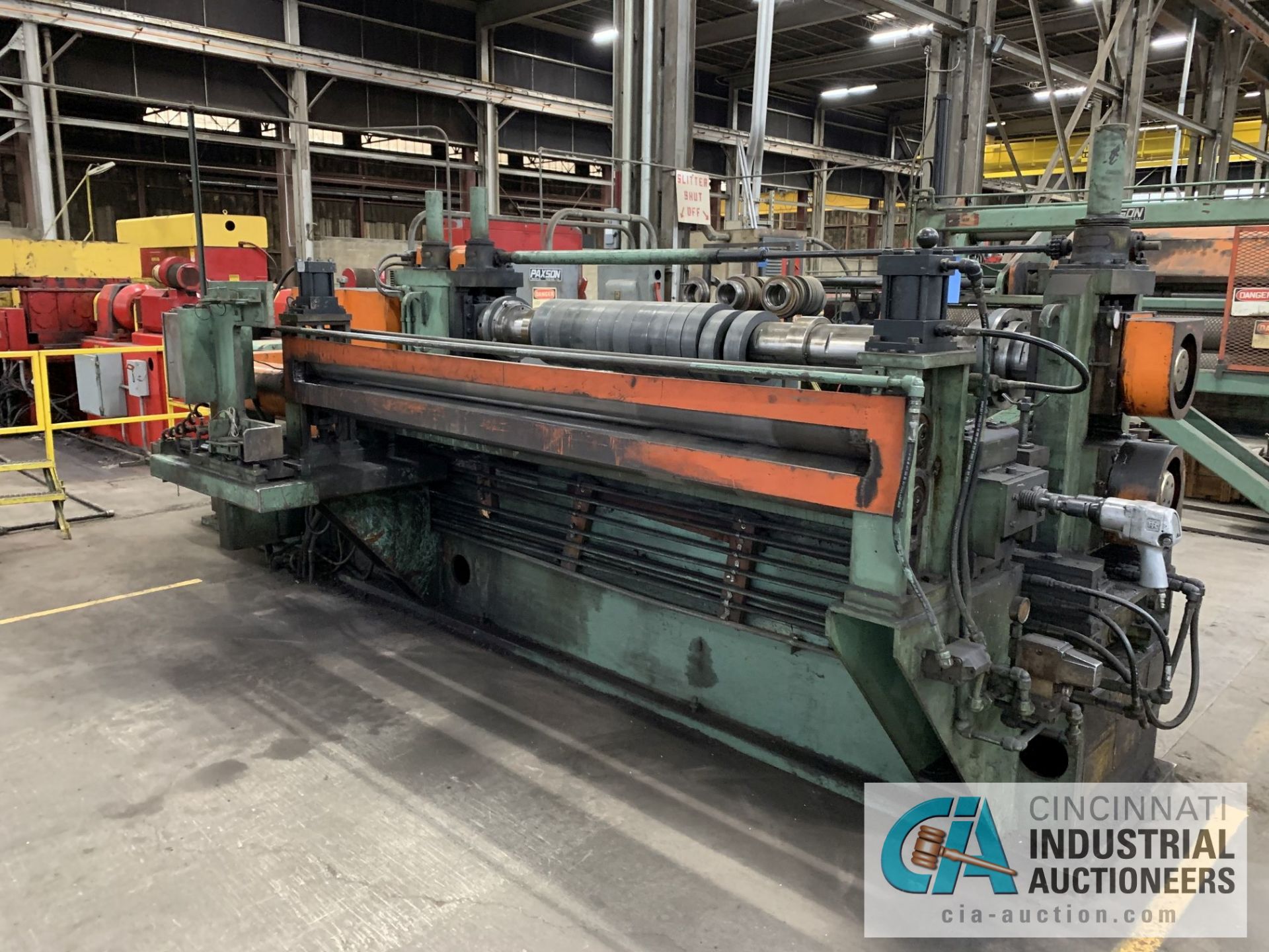 .100" X 106" X 40 LB PAXSON SLITTING LINE INCLUDING; 106" WIDE X 40,000 LB. PAXSON DUAL CONE - Image 10 of 32