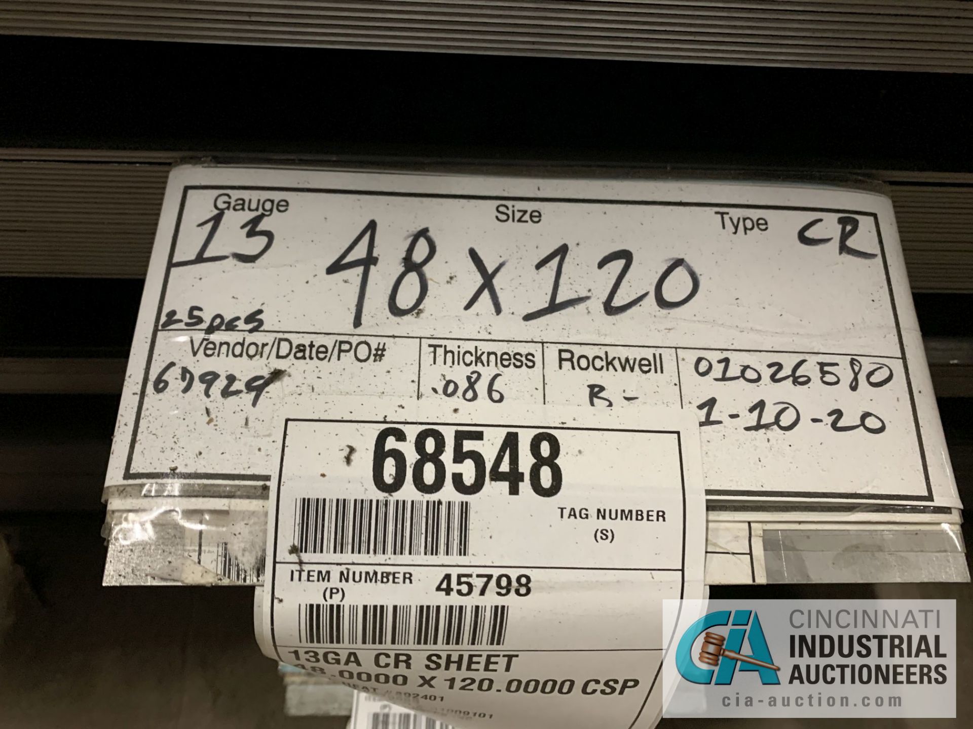 (LOT) APPROX. 41,375 LBS. UNCOATED SHEET STEEL, 1-STACK, 12-BUNDLES, SEE INVENTORY FOR LISTING. - Image 10 of 13