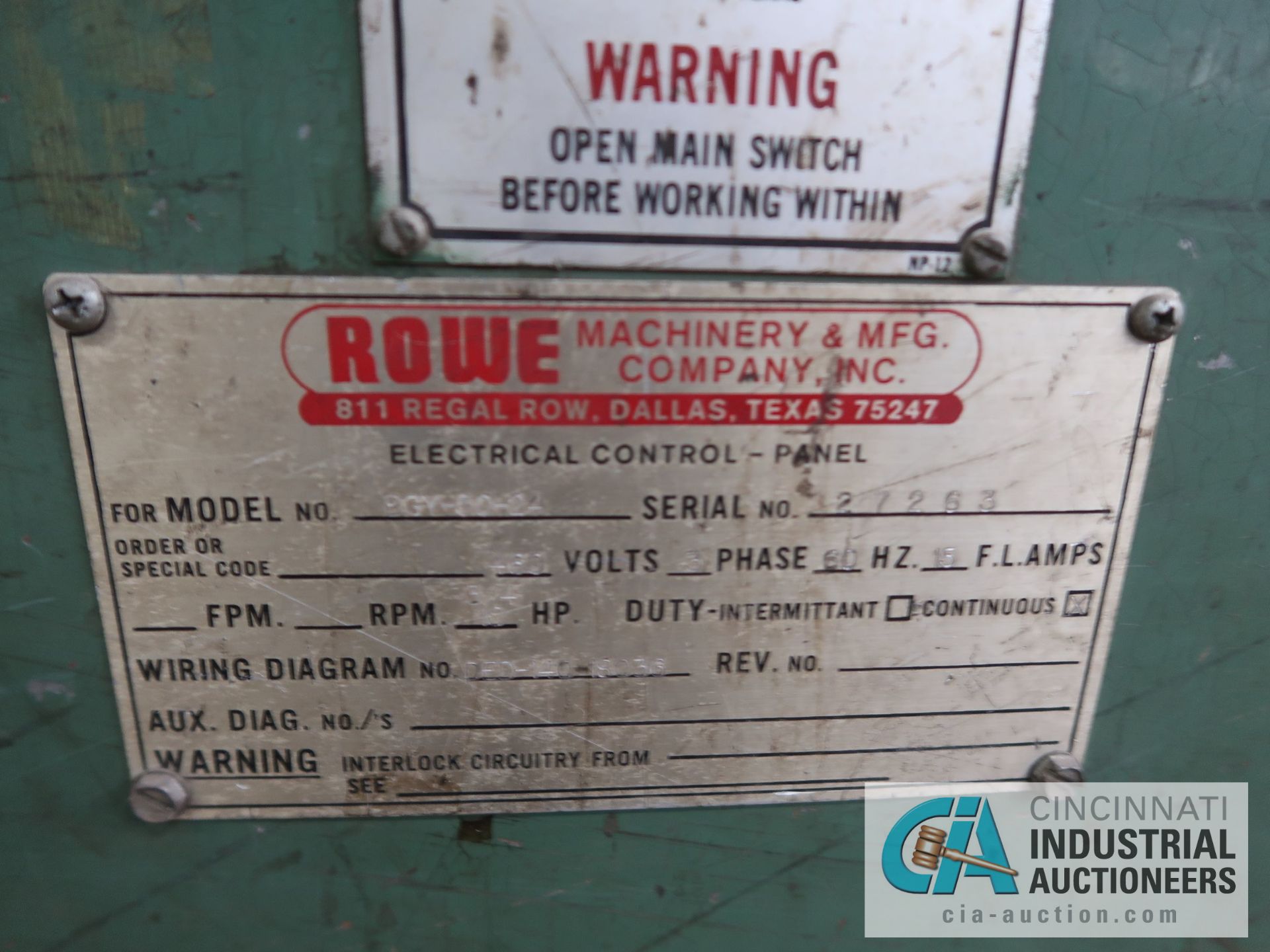 ROWE MODEL BGY5024 HYDRAULIC COIL CAR; S/N 27263, 20' TRACK - Image 7 of 8