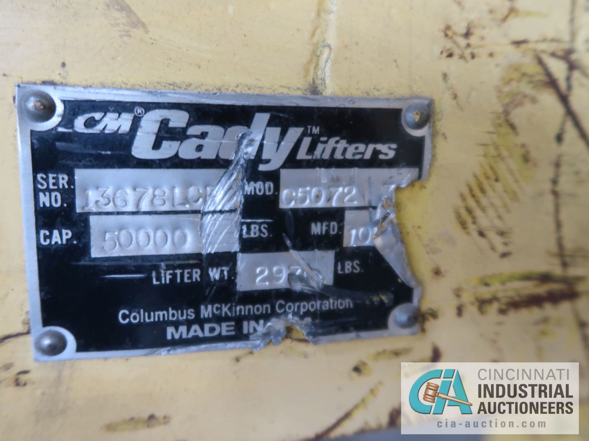 25 TON CADY LIFTERS MODEL C5072 C-FRAME COIL HOOK; S/N 13678LCP, 57" THROAT - Image 2 of 2