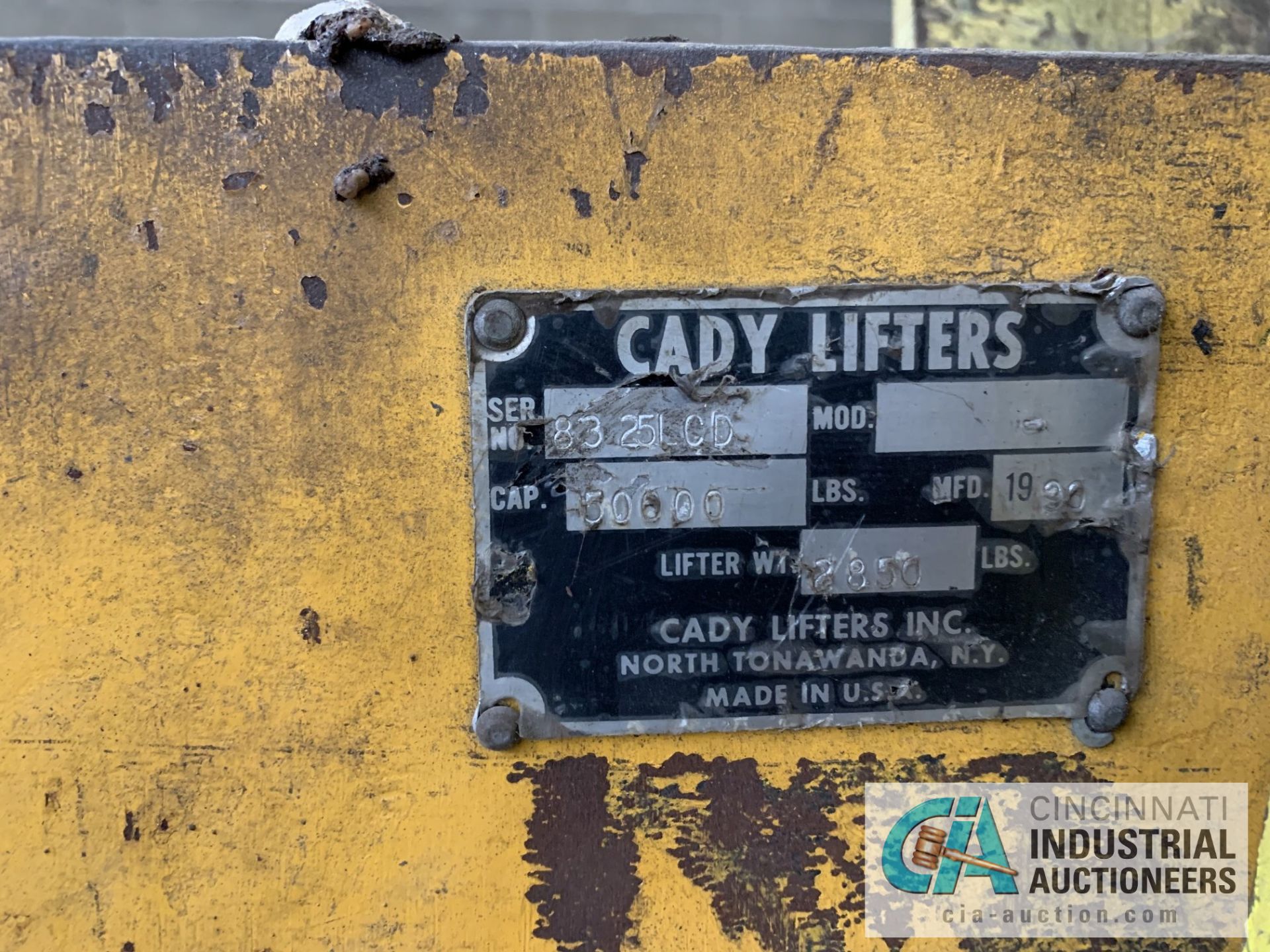 25 TON CADY LIFTERS C-FRAME CRANE COIL HOOK; S/N 8325LCD, 57" THROAT - Image 3 of 3