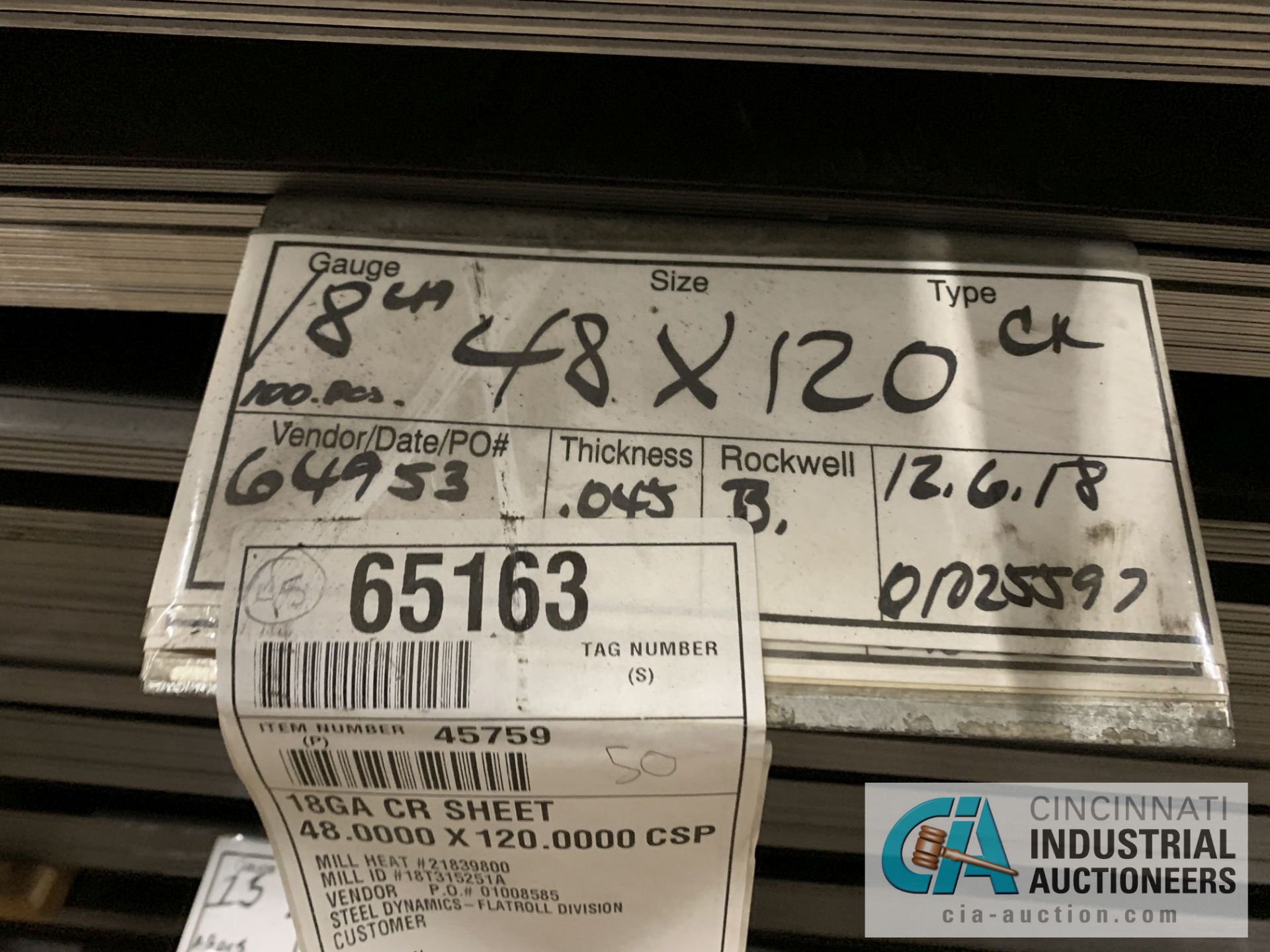 (LOT) APPROX. 41,375 LBS. UNCOATED SHEET STEEL, 1-STACK, 12-BUNDLES, SEE INVENTORY FOR LISTING. - Image 6 of 13