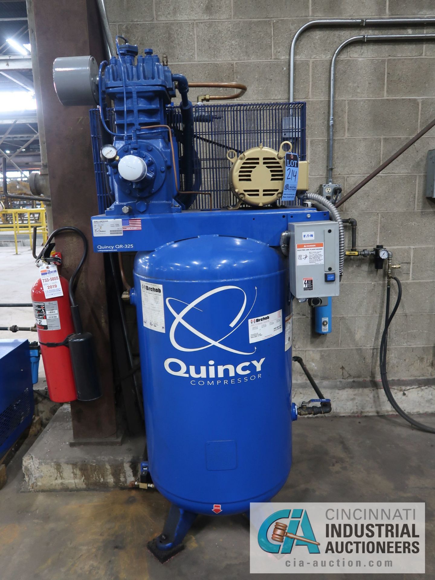 5 HP QUINCY MODEL QR-325 VERTICAL TANK AIR COMPRESSOR; S/N UTZ200384 (NEW 2013)