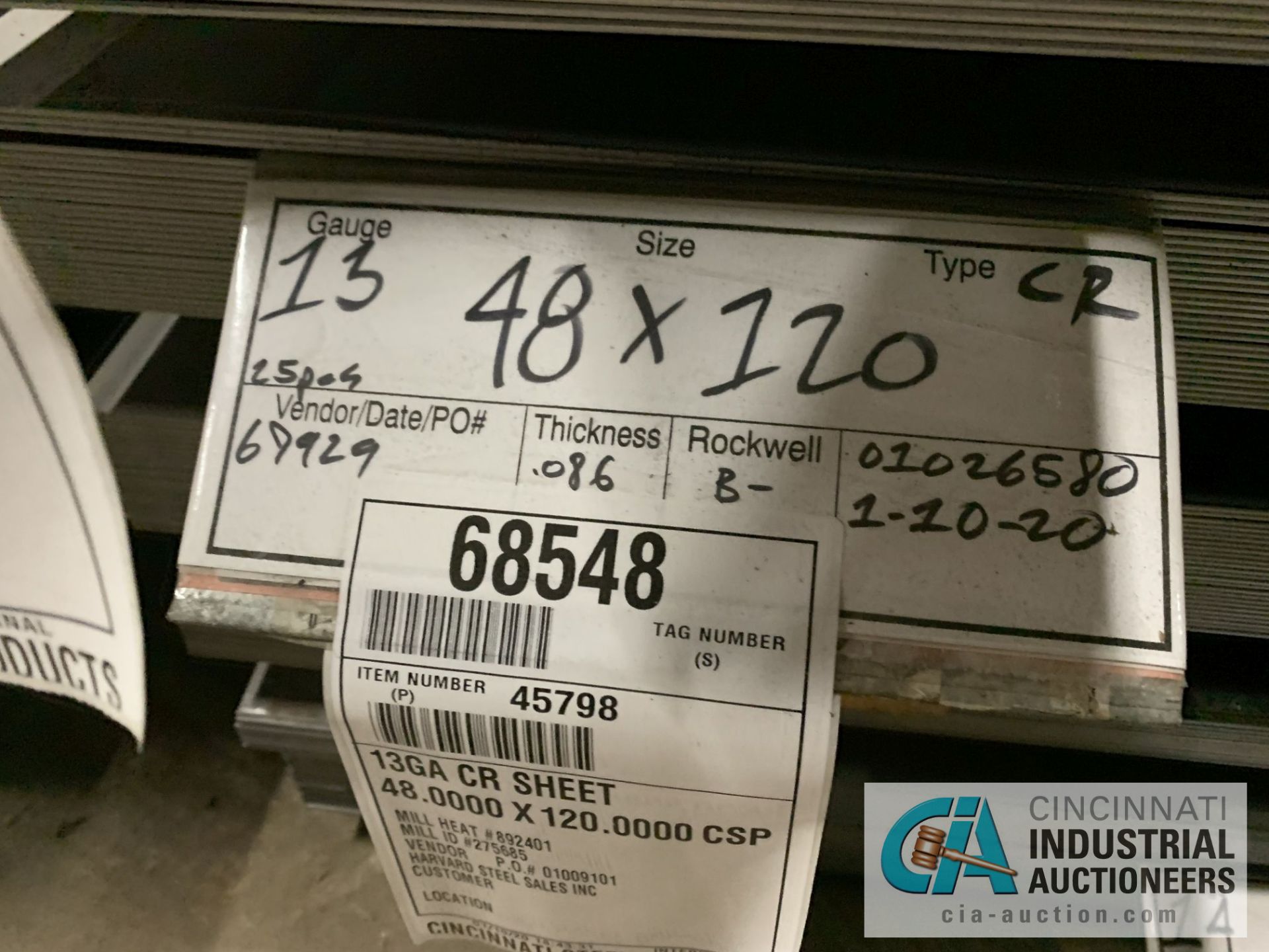 (LOT) APPROX. 41,375 LBS. UNCOATED SHEET STEEL, 1-STACK, 12-BUNDLES, SEE INVENTORY FOR LISTING. - Image 9 of 13