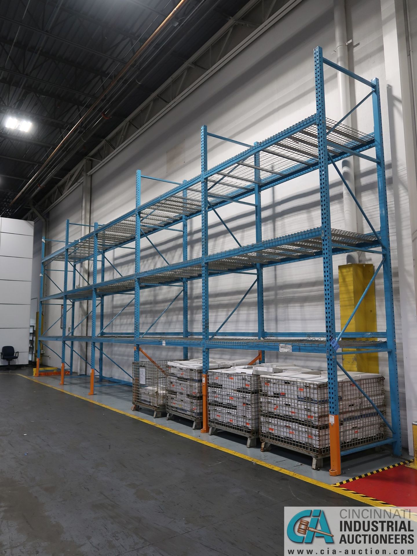 SECTIONS 48" X 92" X 16' HIGH TEAR DROP ADJUSTABLE BEAM PALLET RACK WITH WIRE DECKINGS, (6)