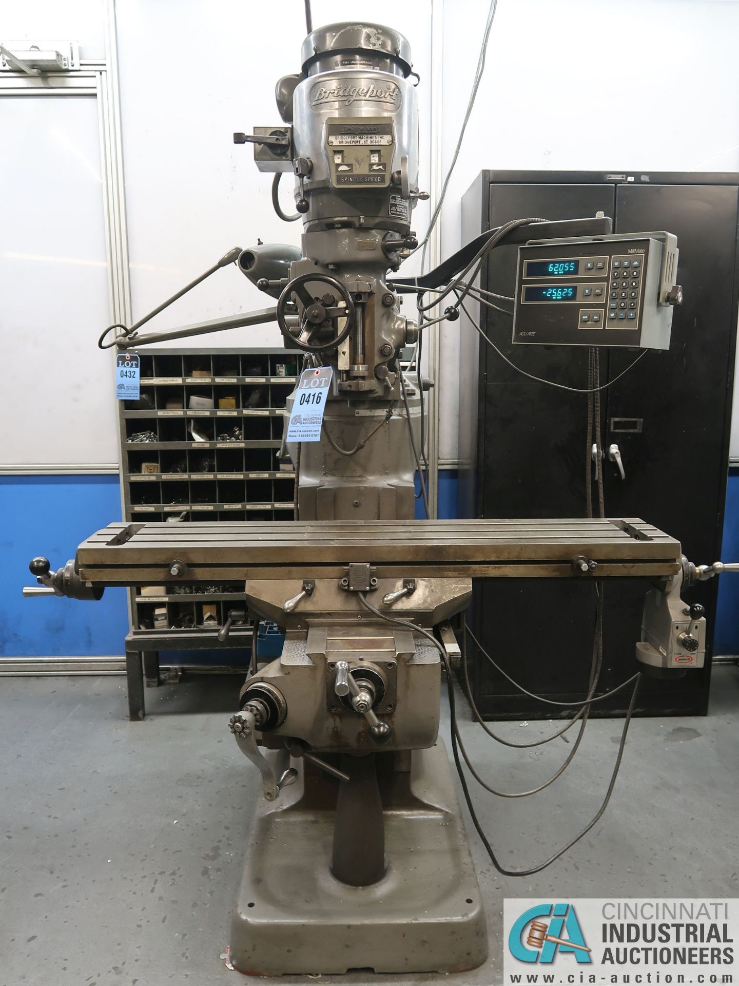 2 HP BRIDGEPORT VERTICAL MILLING MACHINE; S/N 273143, ACU-RITE MILLMATE DRO 9" X 48" POWER TABLE, - Image 3 of 5