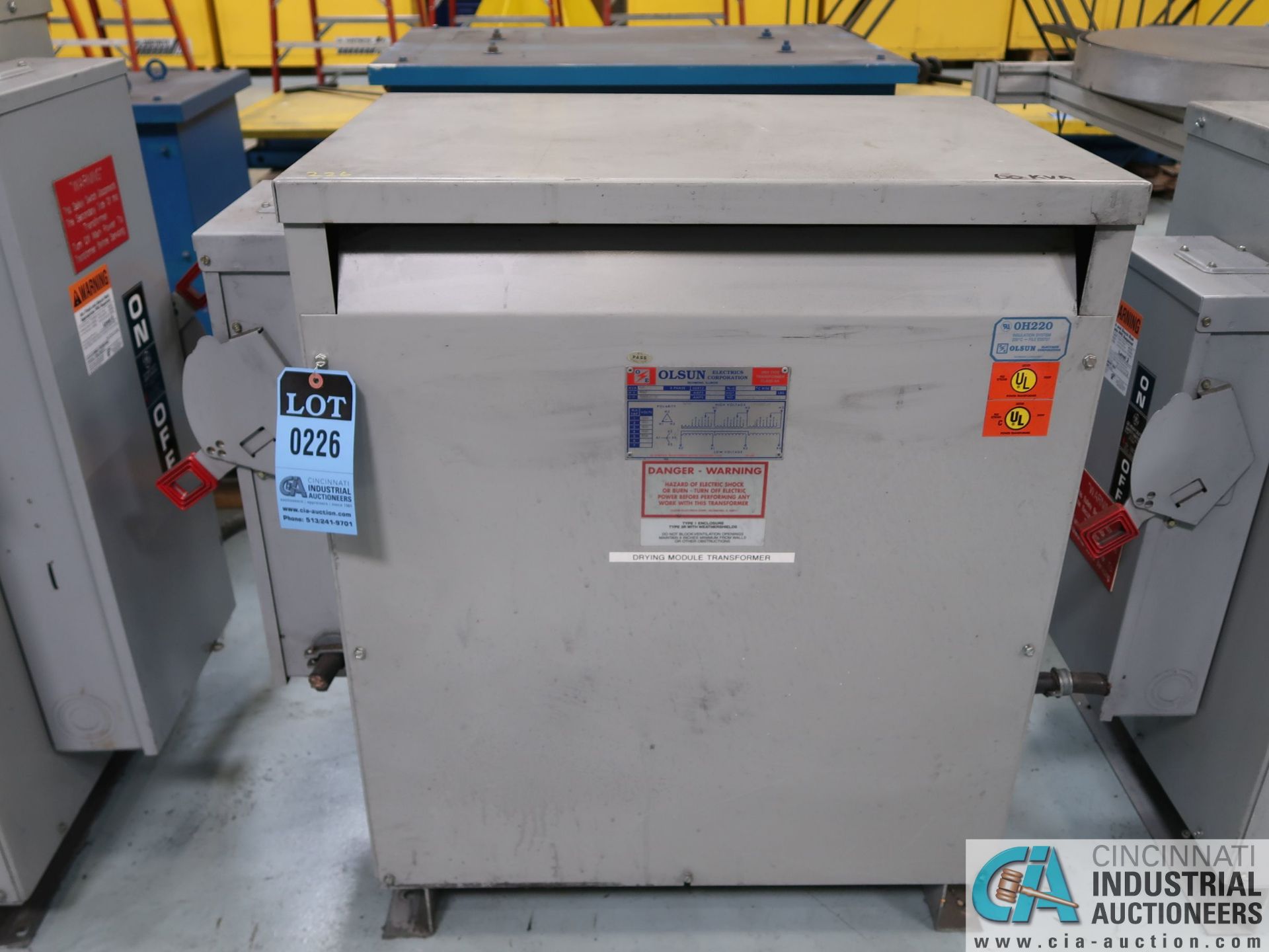 60 KVA OLSUN DRY TYPE TRANSFORMER *$25.00 RIGGING FEE DUE TO INDUSTRIAL SERVICES AND SALES*