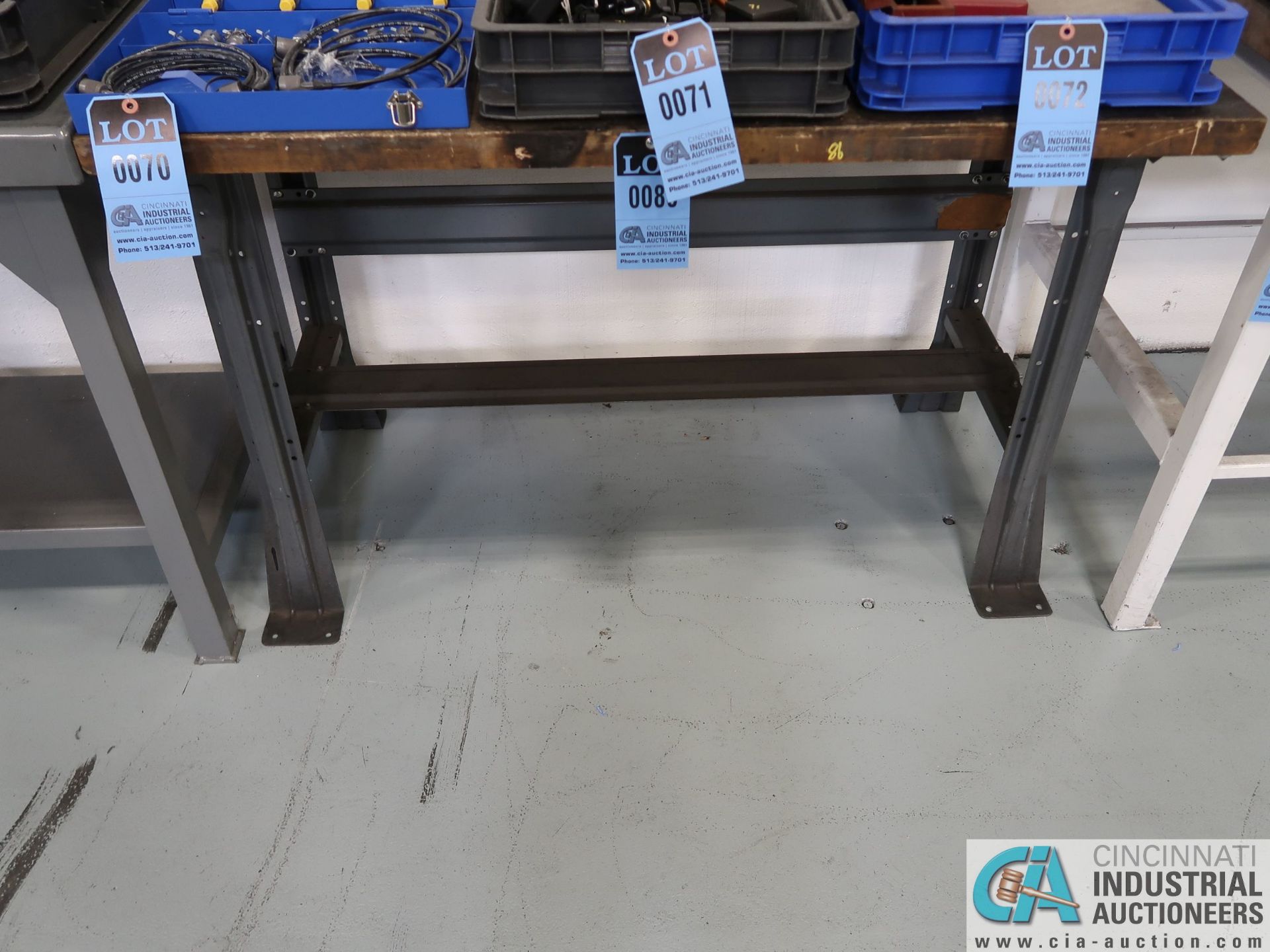 30" X 48" X 34" HIGH STEEL FRAME MAPLE TOP WORKBENCH ** DELAYED REMOVAL 5-20-2020 **