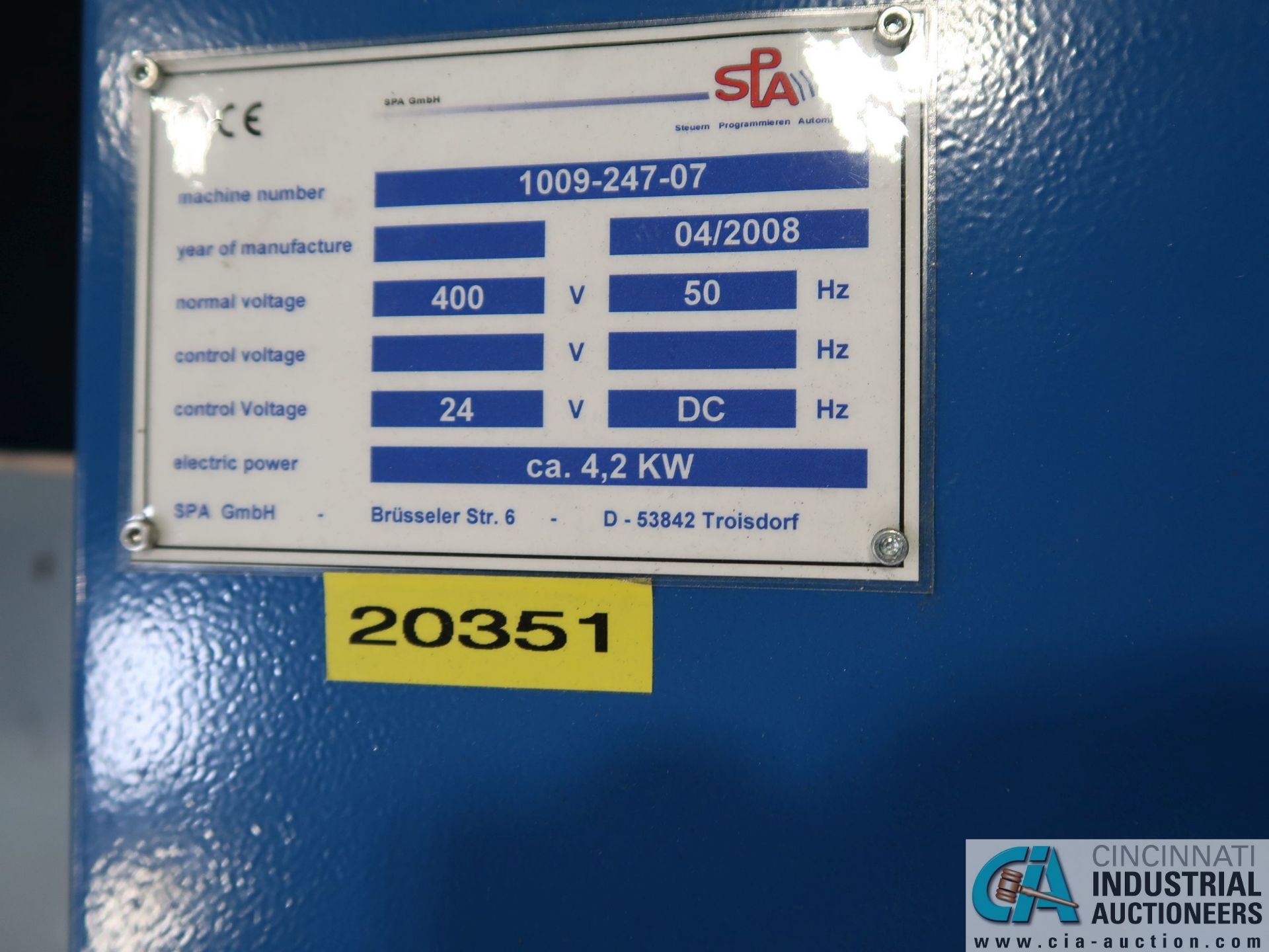 SPA TYPE 1009-247-07 SINGLE-DOOR ELECTRICAL MACHINE CONTROL CABINET; 16" X 32" X 72" HIGH CABINET - Image 2 of 10