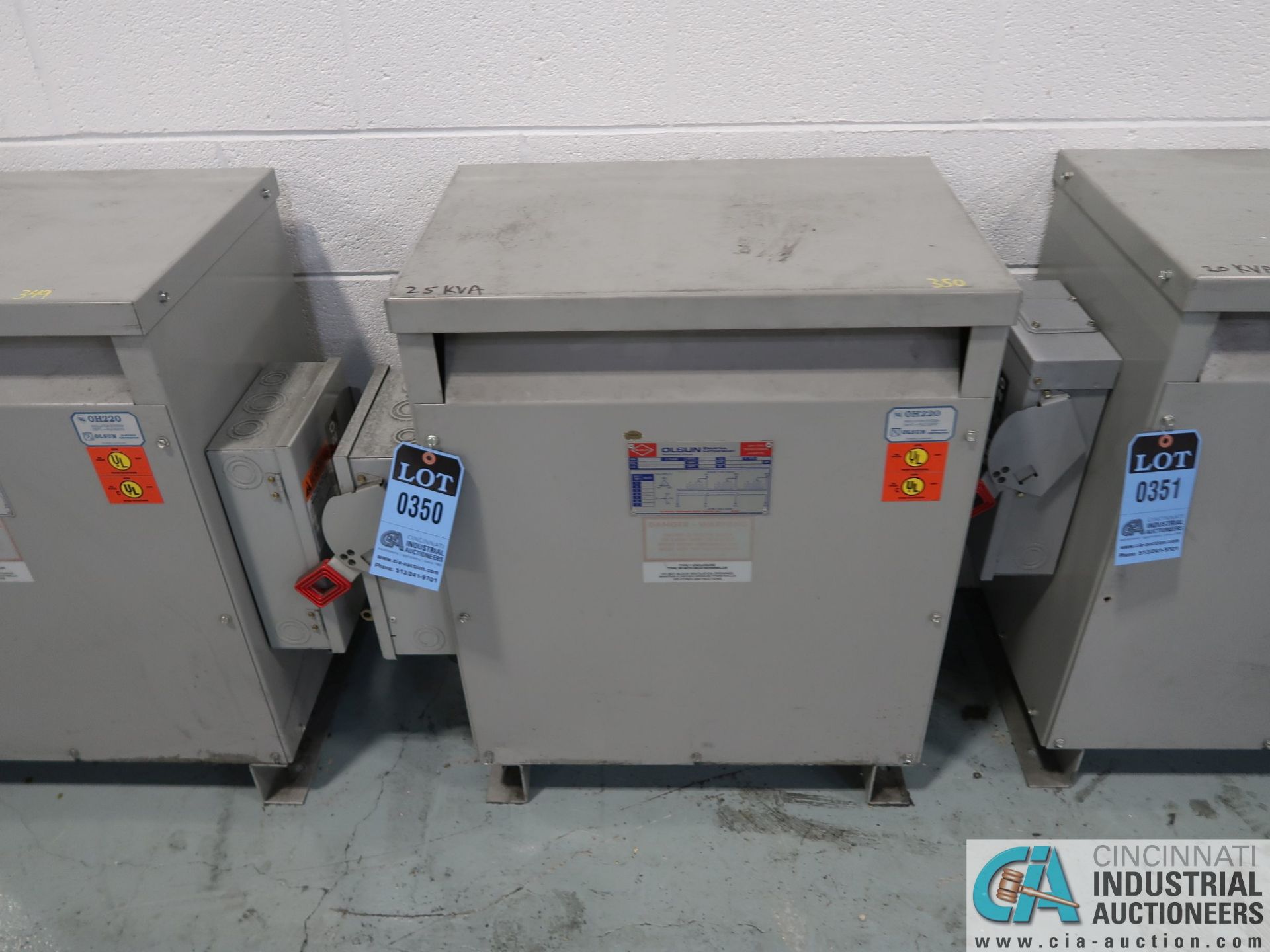 25 KVA OLSUN DRY TYPE TRANSFORMER *$25.00 RIGGING FEE DUE TO INDUSTRIAL SERVICES AND SALES*