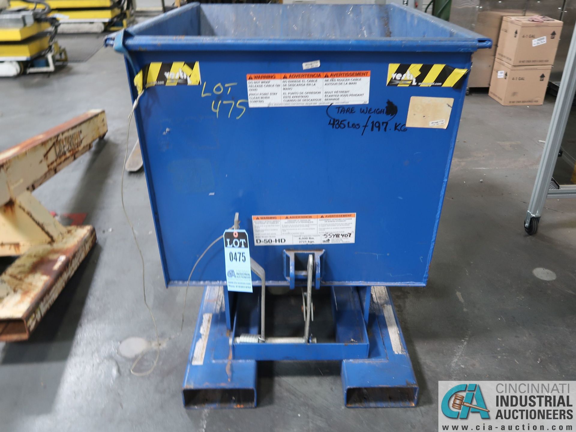 VESTIL MODEL D-50-HD SELF-DUMPING HOPPER *$25.00 RIGGING FEE DUE TO INDUSTRIAL SERVICES AND SALES* - Image 2 of 3